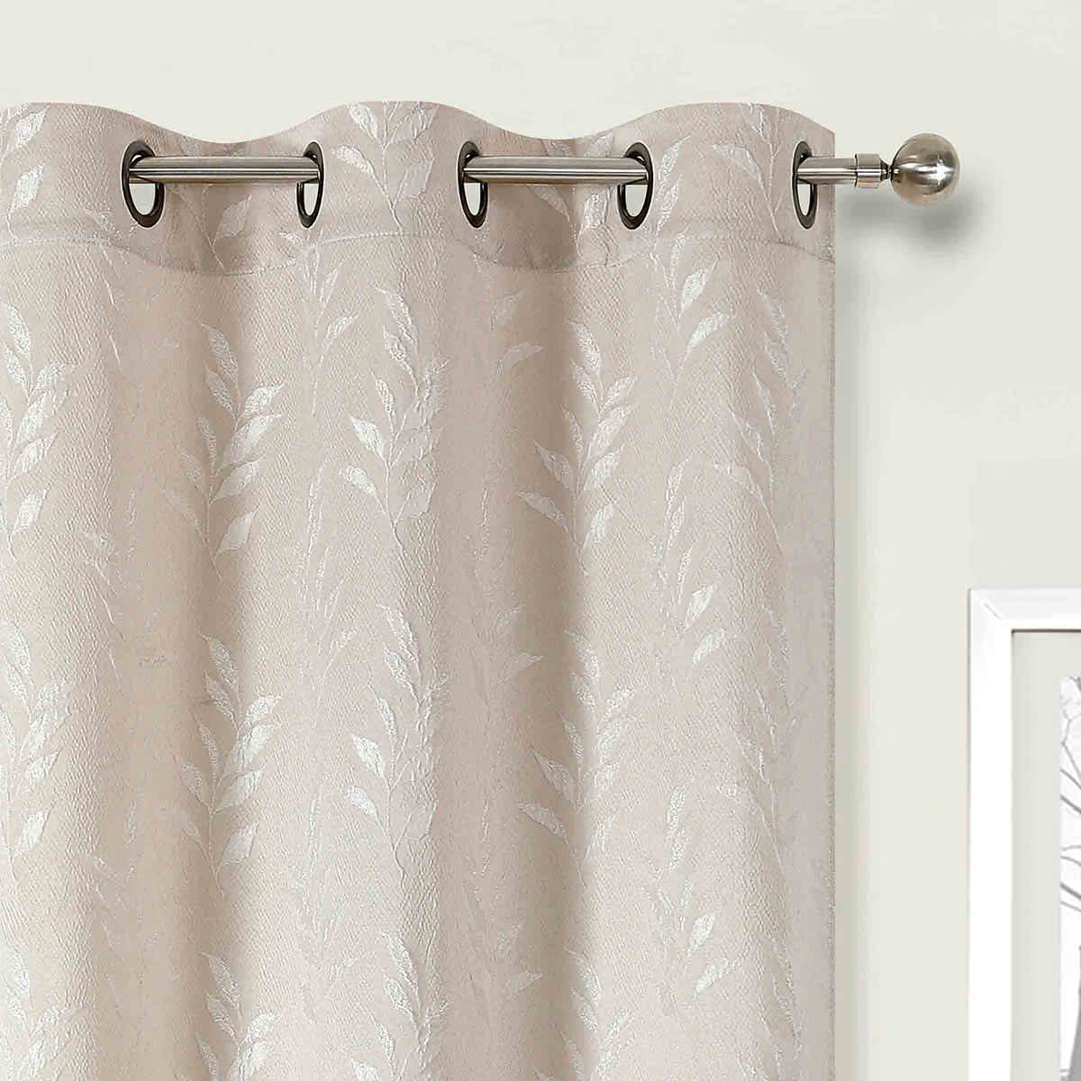 2-Pack Aziel Beige Light Filtering Grommet Curtain Panel Set, 95"