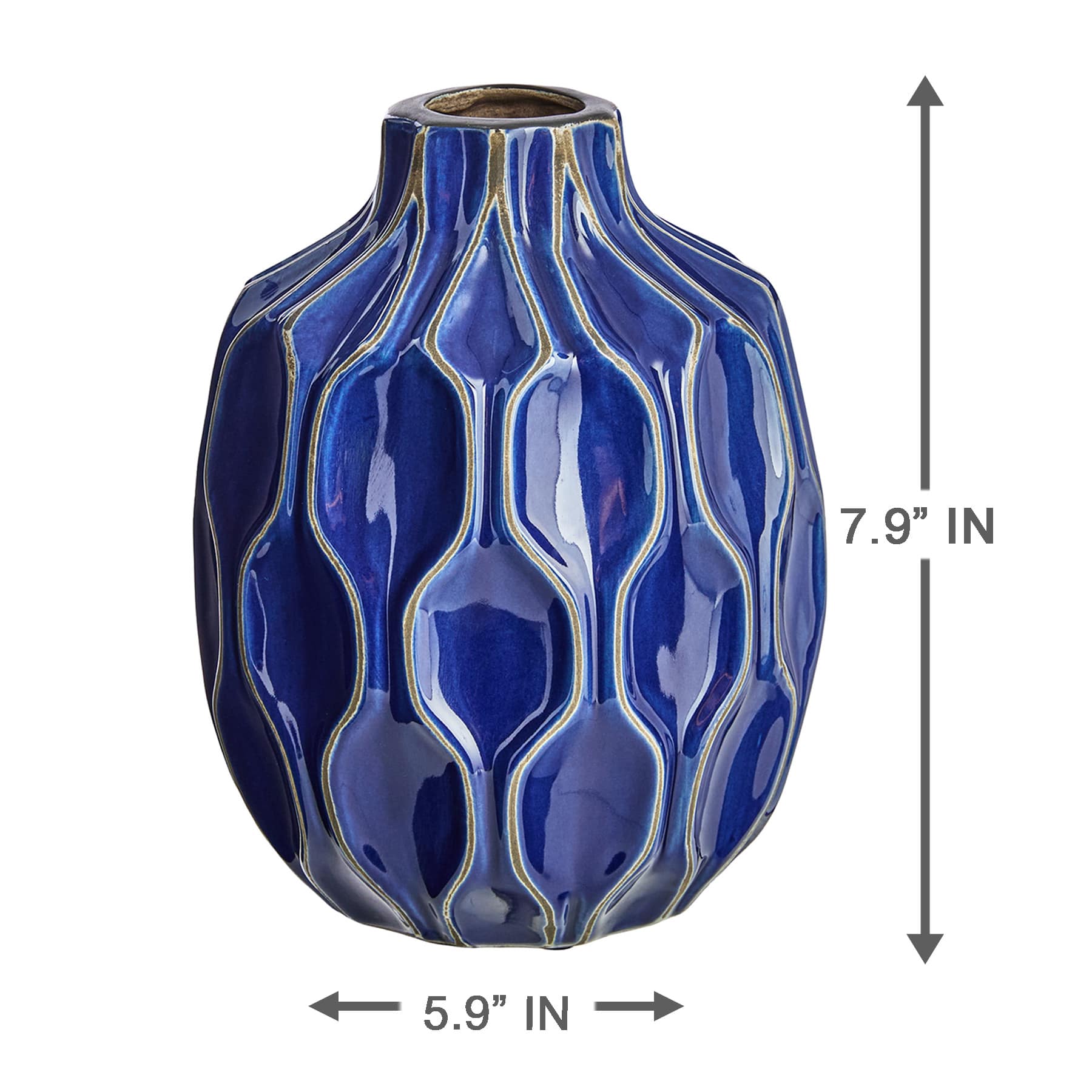 Honeybloom Katherine Navy Ceramic Vase, 8"