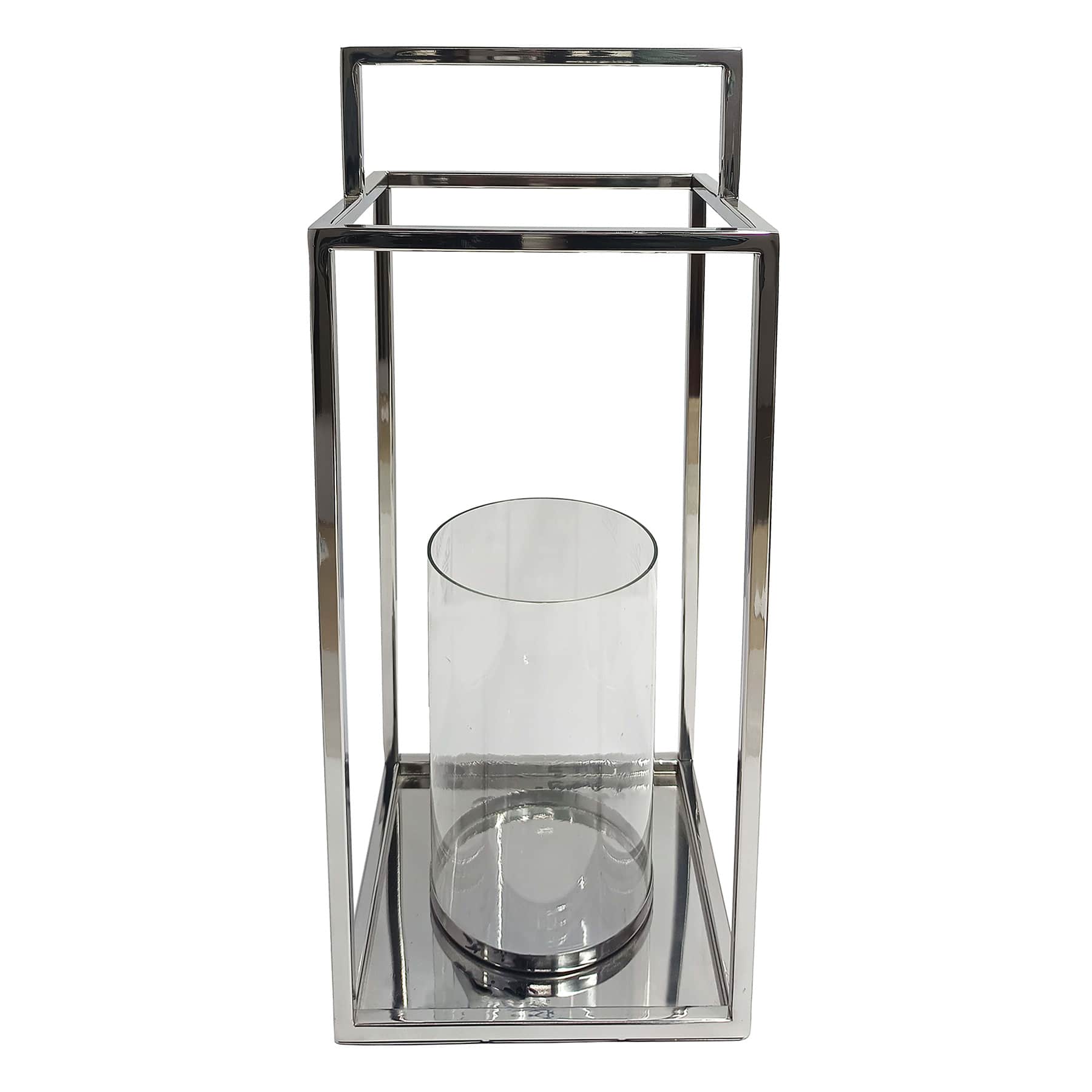 Chrome Lantern with Handle, 19"