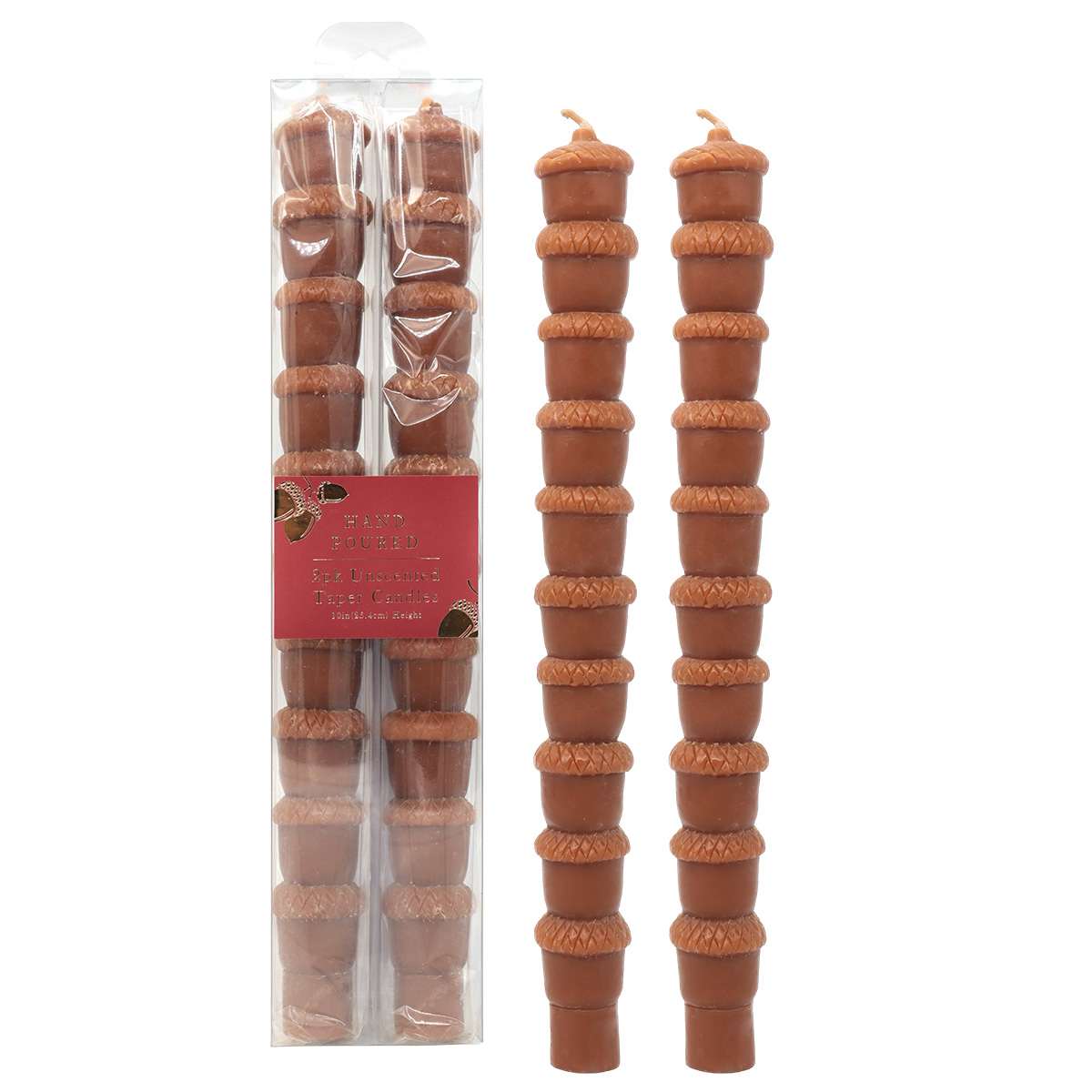 2-Pack Acorn Taper Candles, 10"