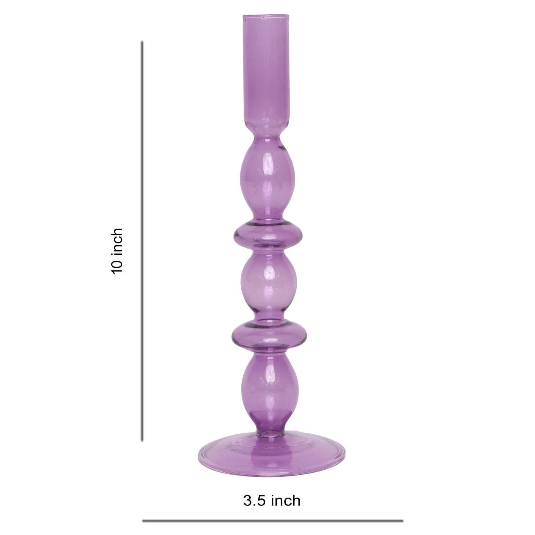 Purple Bubble Glass Taper Candle Holder, 10"