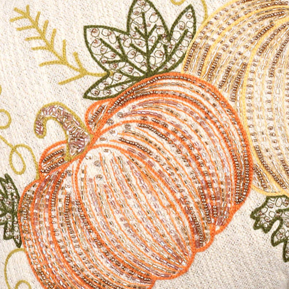 Embroidered Pumpkins Throw Pillow with Double Flange, 14x20
