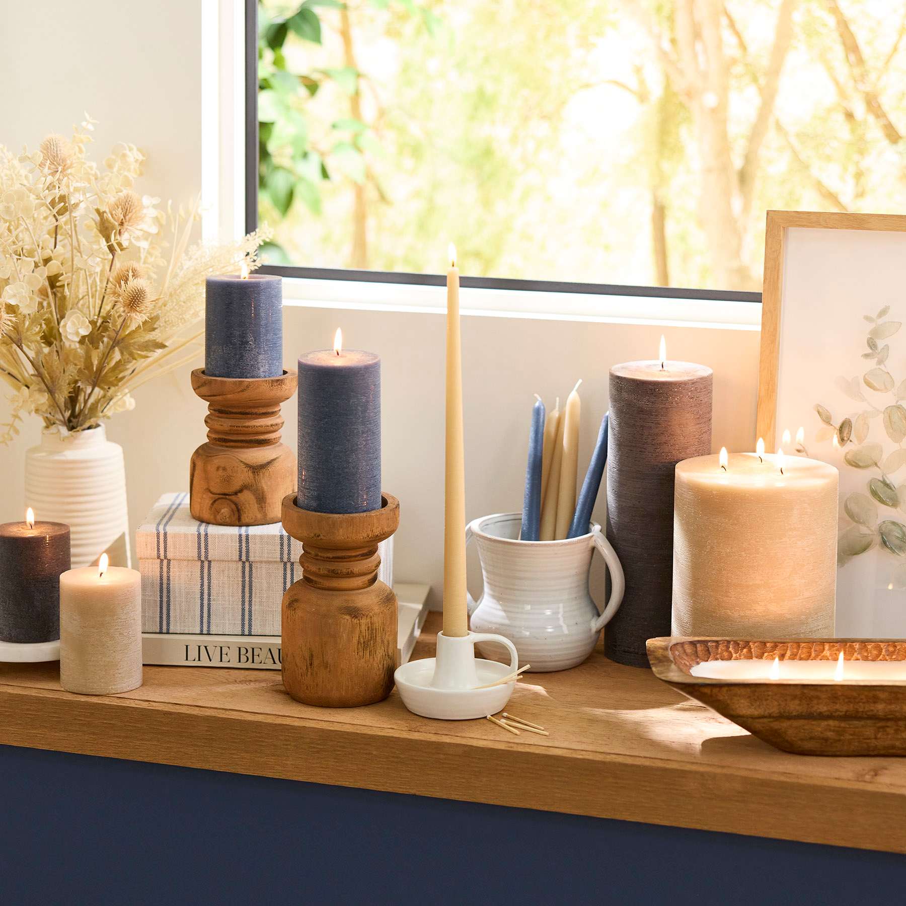 Honeybloom 4-Pack Tan Unscented Taper Candles, 14"