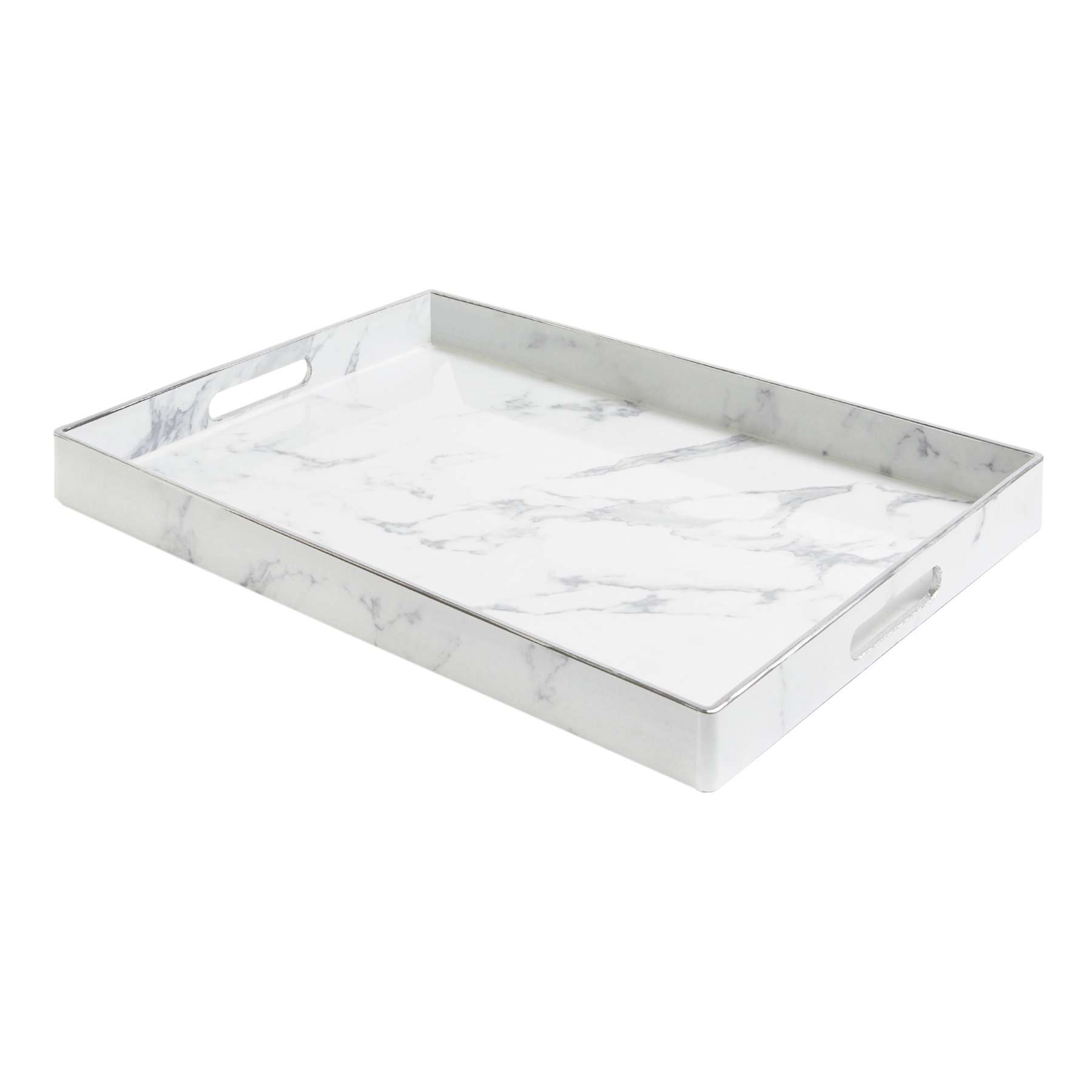 Marbled White & Grey Rectangle Decorative Tray, 14x19