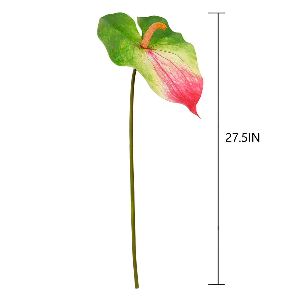 Green & Pink Anthurium Stem, 27.5"