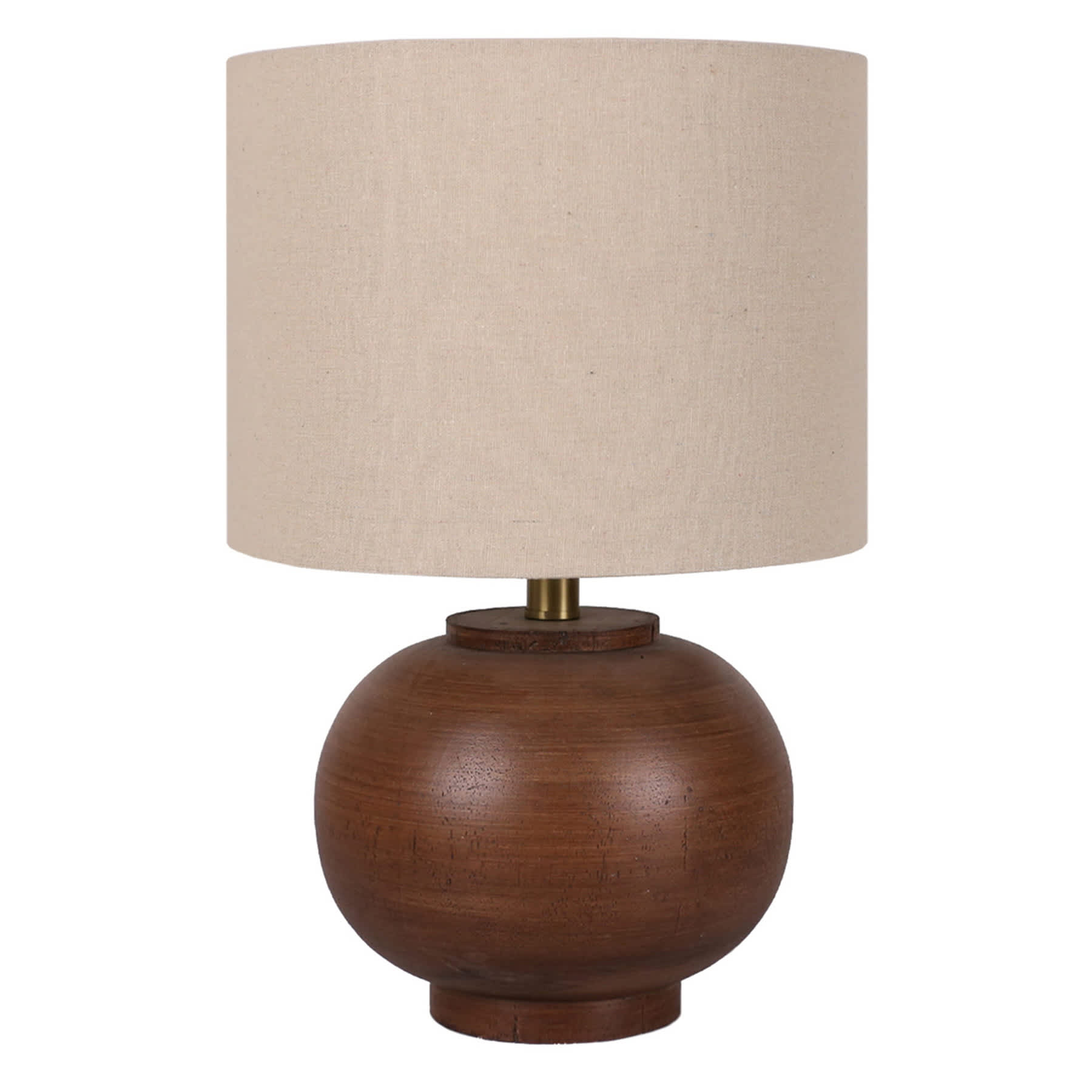 Crosby St. Walnut Wood Finish Sphere Small Table Lamp with Shade, 17.5"