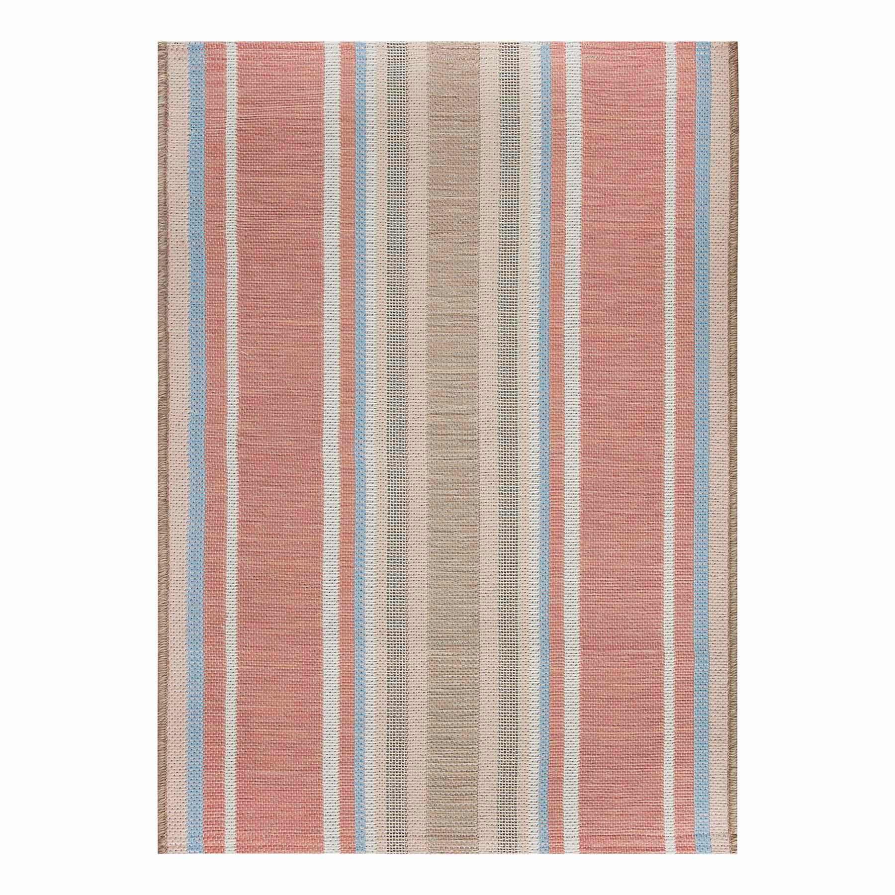 Coral & Green Striped Tapestry Outdoor Accent Rug, 27x45