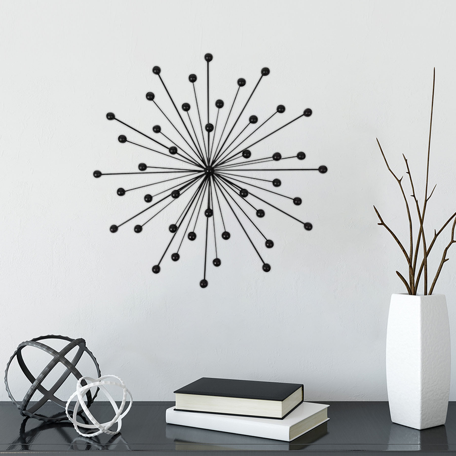 Black Acrylic Burst Wall Art, 20"