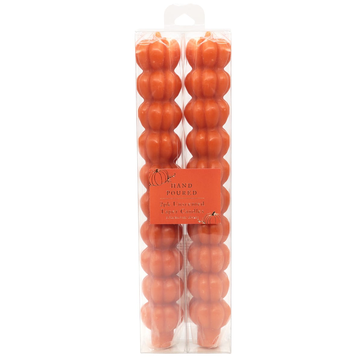 2-Pack Pumpkin Taper Candles, 10"