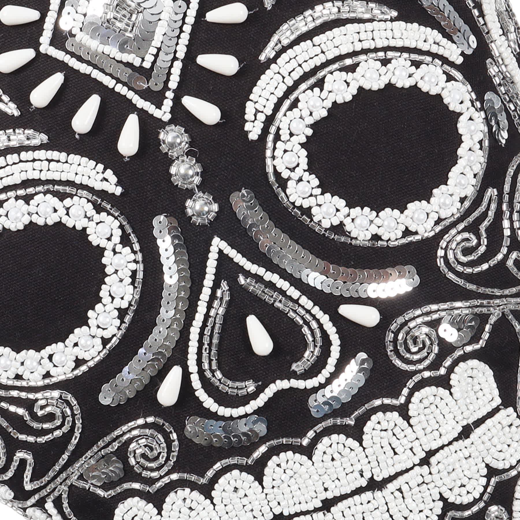 Embellished Skull Shaped Throw Pillow, 18x14