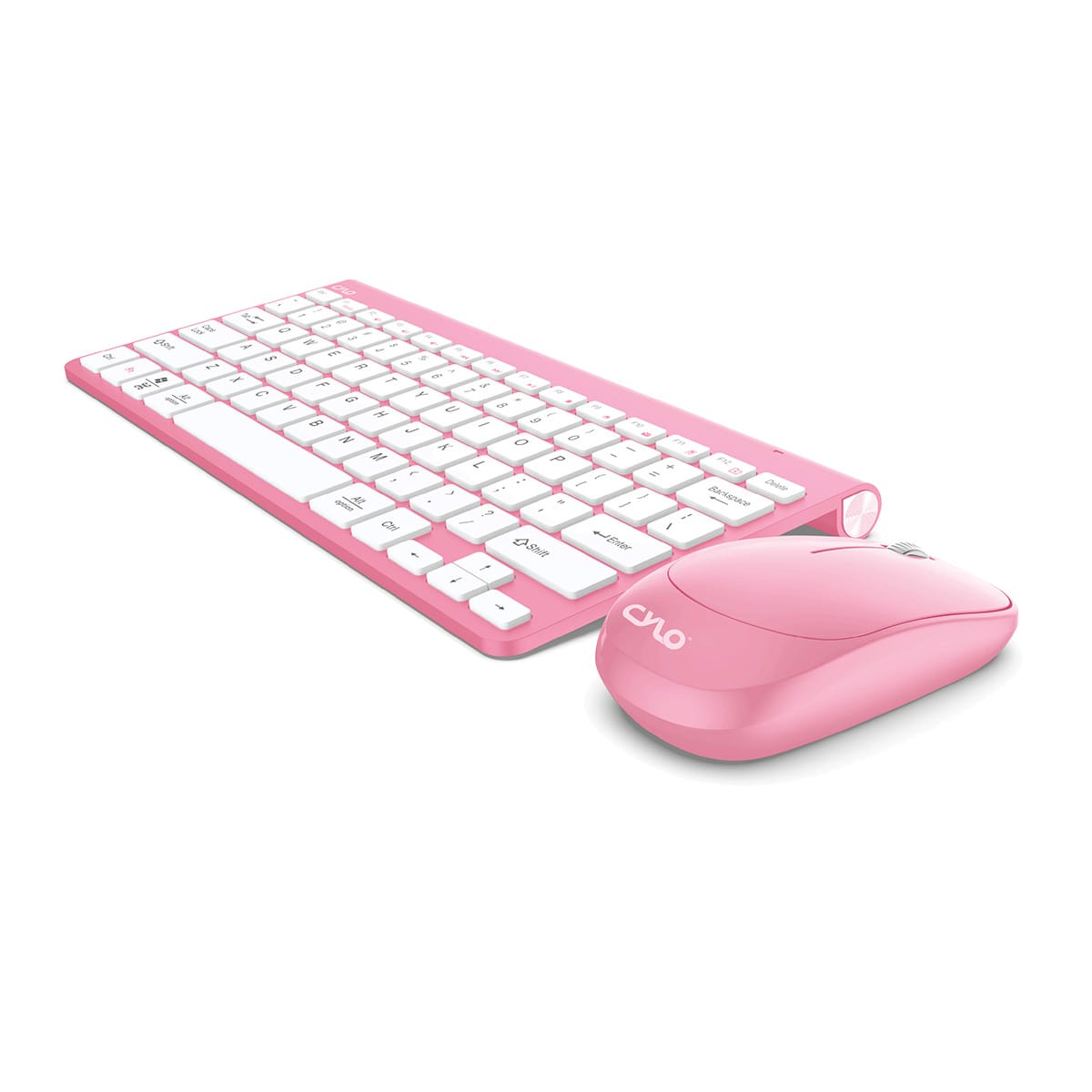 Wireless Keyboard Mouse Set Pink/White