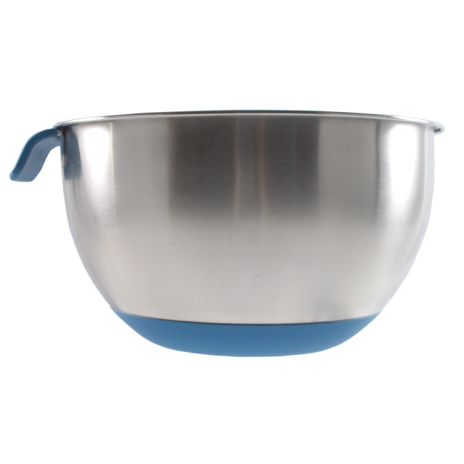 Stainless Steel Mixing Bowl with Blue Handle & Non-Skid Base, 5qt