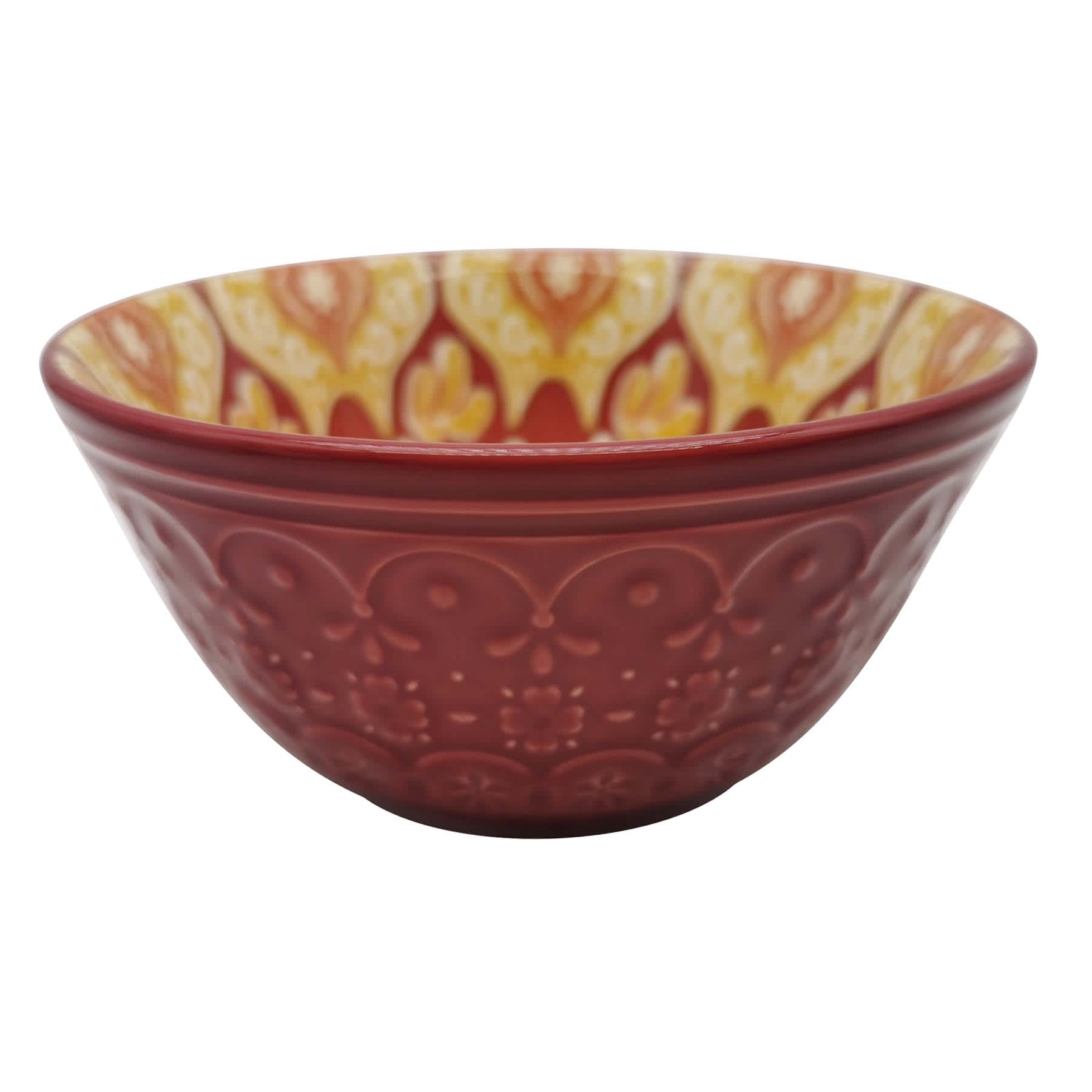 Found & Fable Burgundy & Yellow Kaleidoscope Dip Bowl, 4.75"