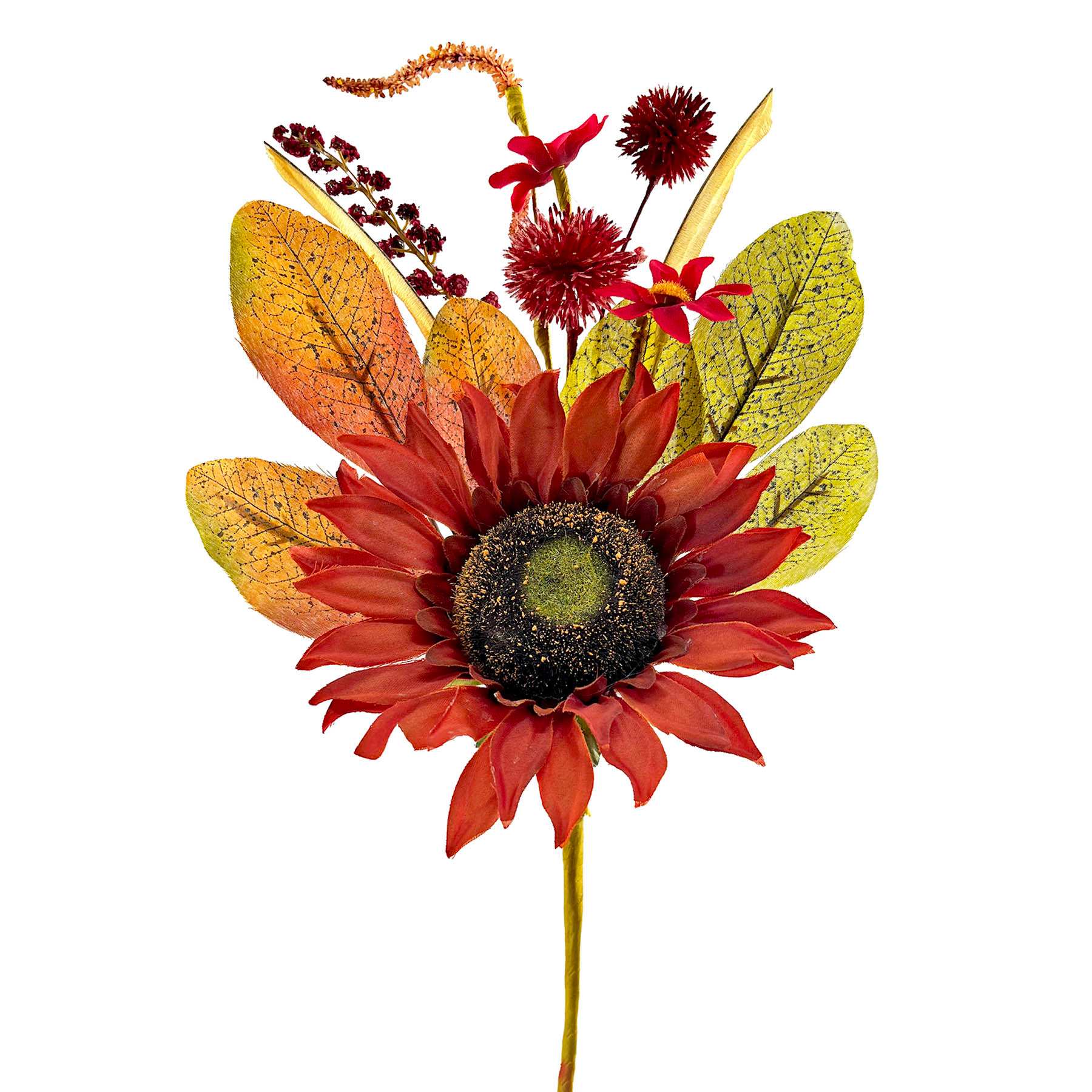 Red Sunflower Floral Pick, 14"