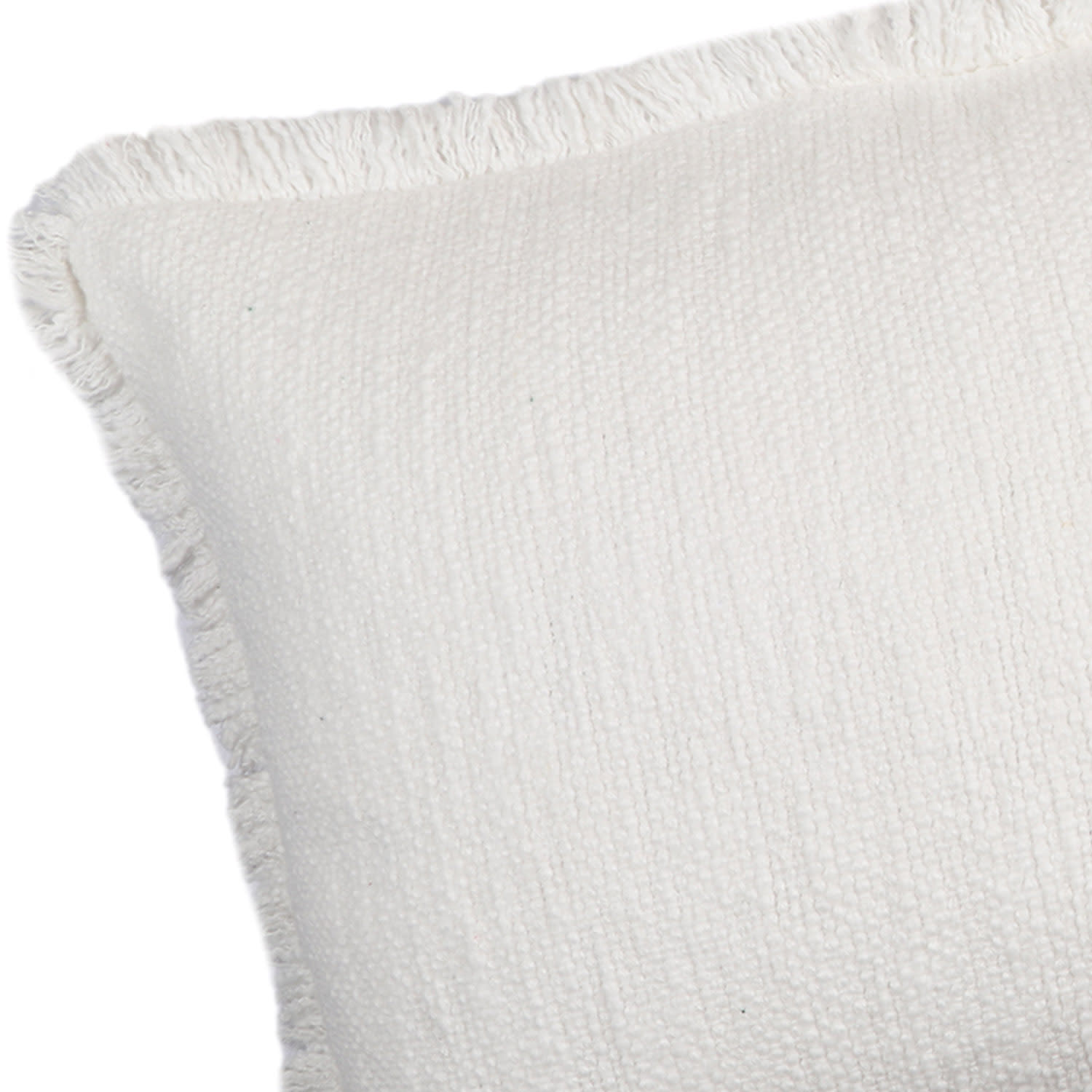 Found & Fable Solid White Woven Throw Pillow with Fringe, 14x20