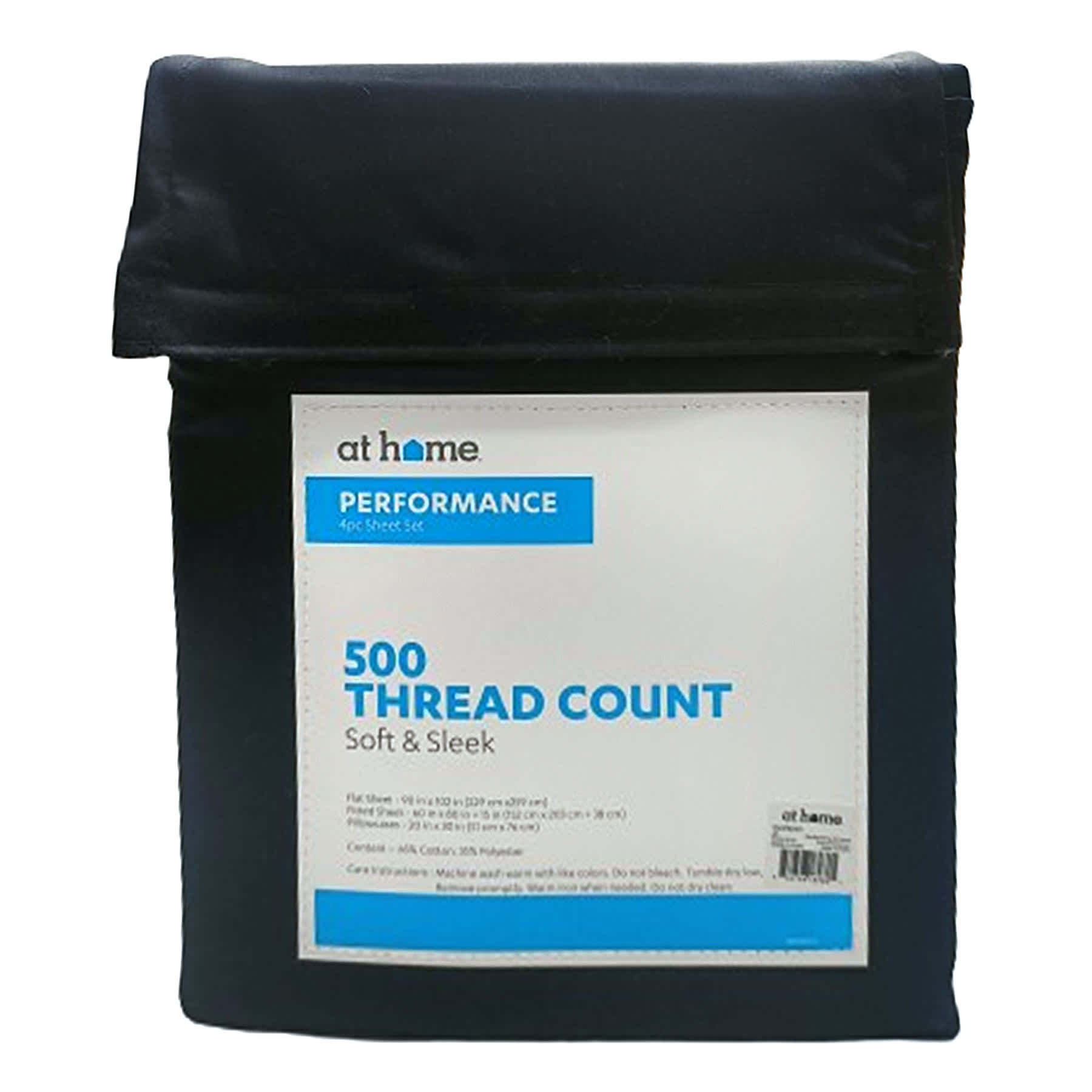 4-Piece Jet Black 500 Thread Count Performance Sheet Set, Queen