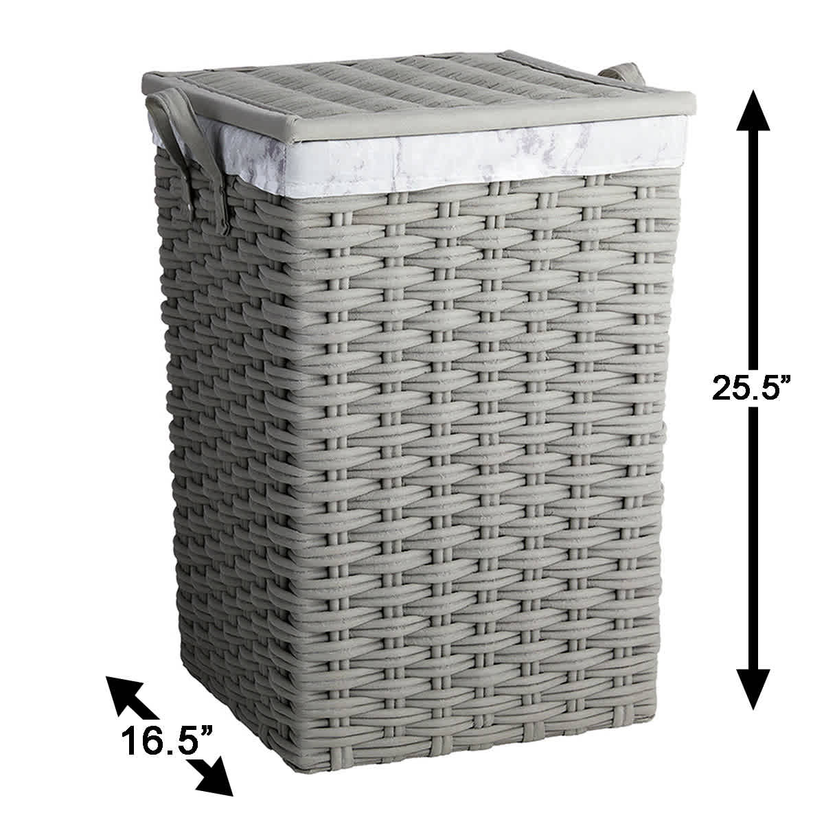 Floor Standing Laundry Hamper with Printed Marble Liner, Extra Large
