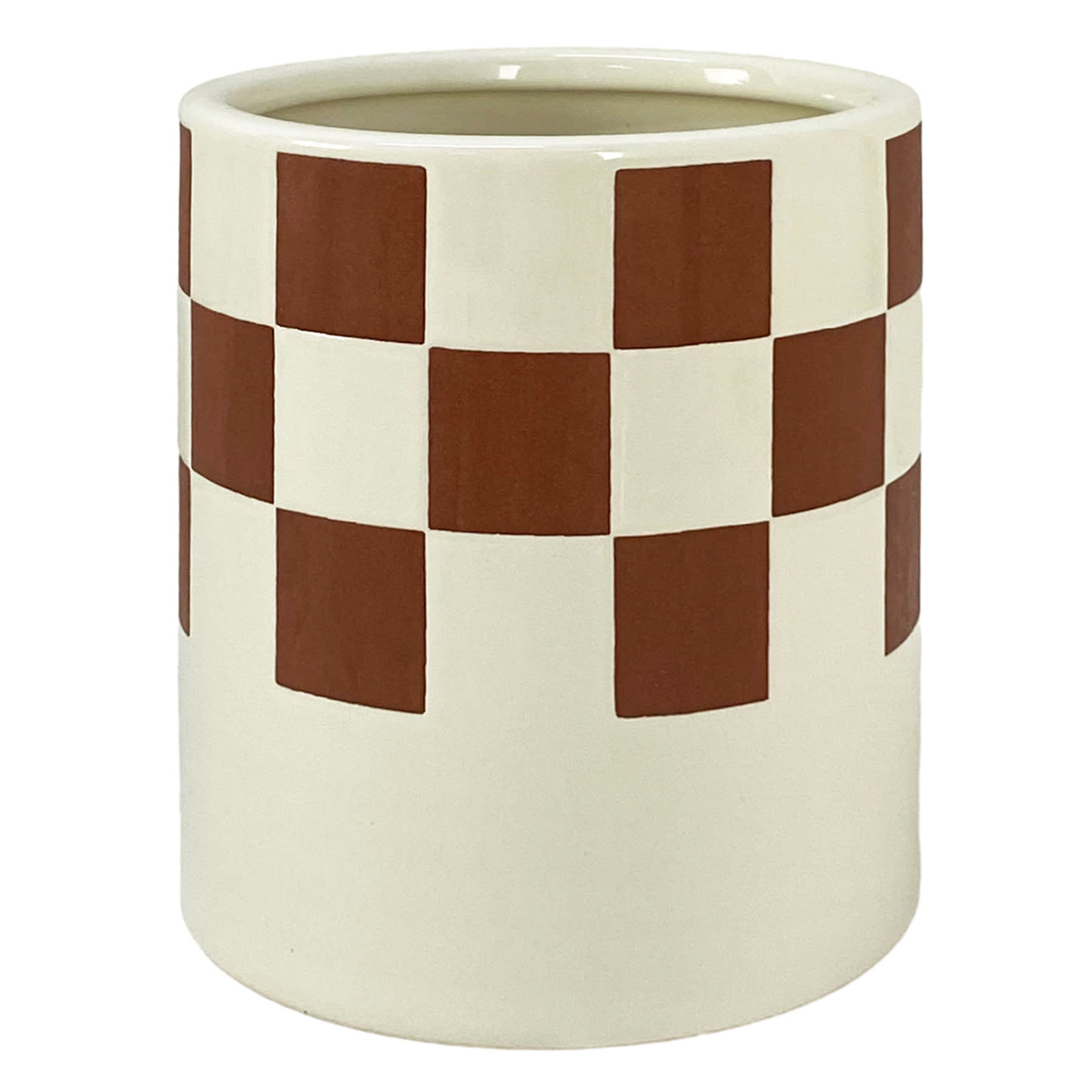 Honeybloom White Checkered Vase, 6.5"
