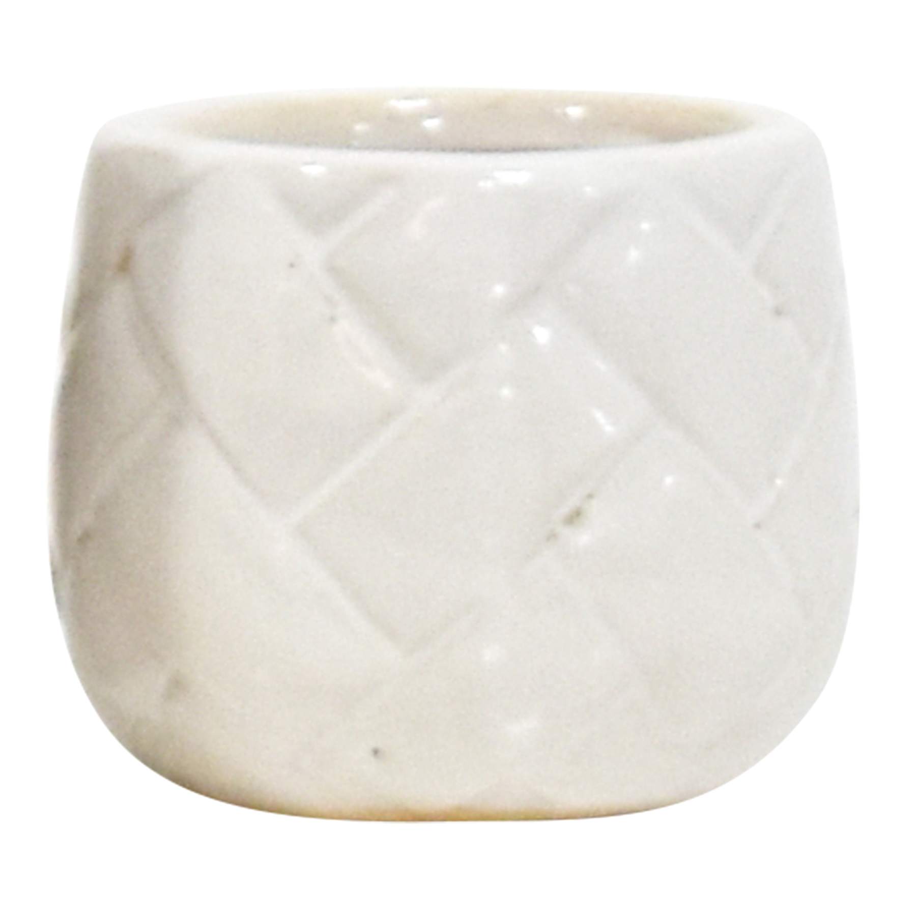 Indoor White Glazed Weave Textured Ceramic Pot, Extra Small