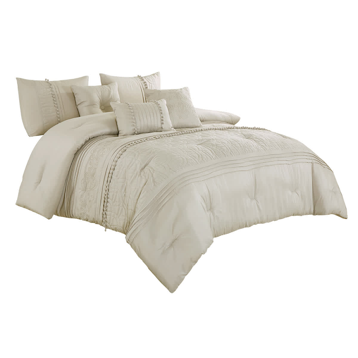 7-Piece Maggie Grey Comforter Set, King