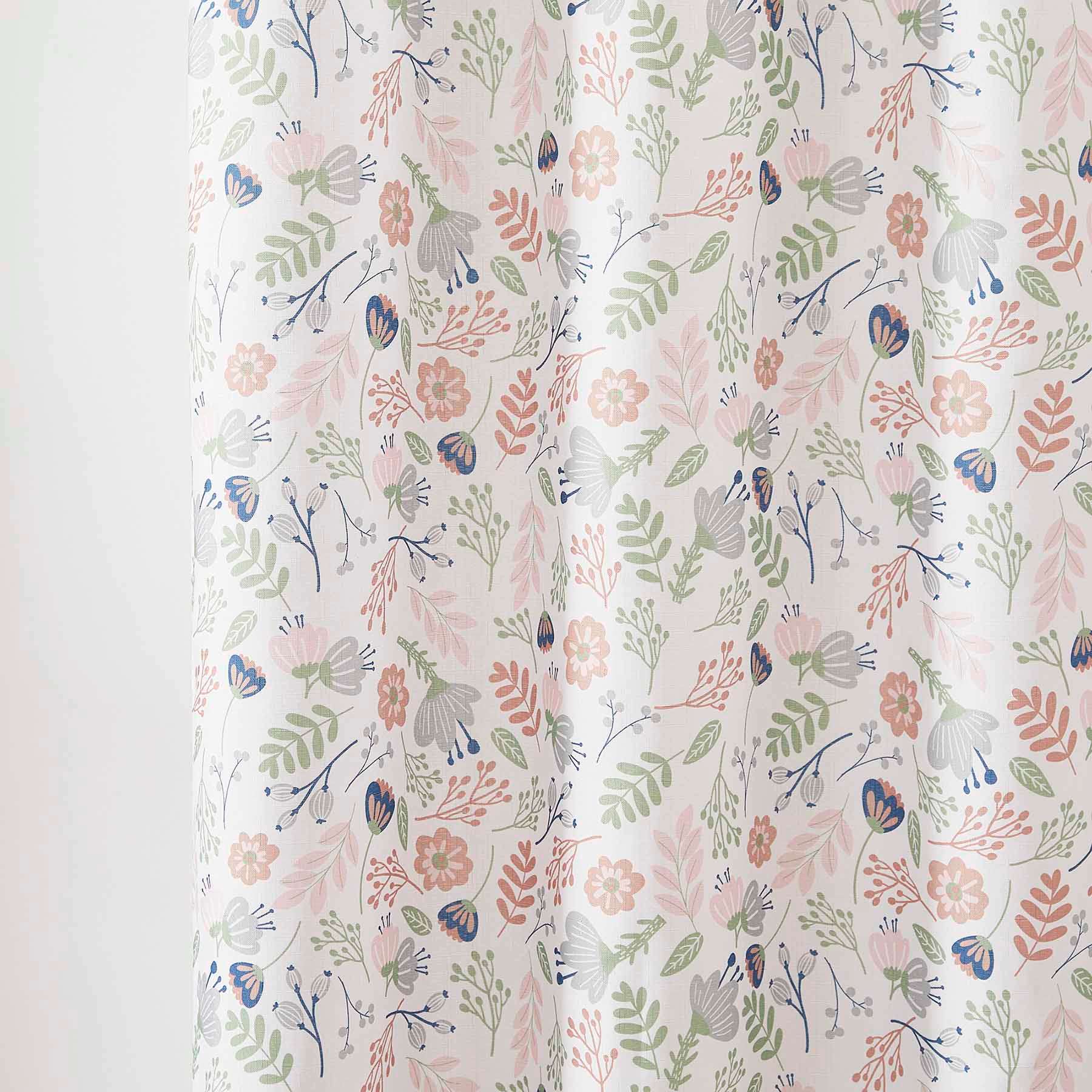 13-Piece Simple Floral Print Shower Curtain Set, 72"