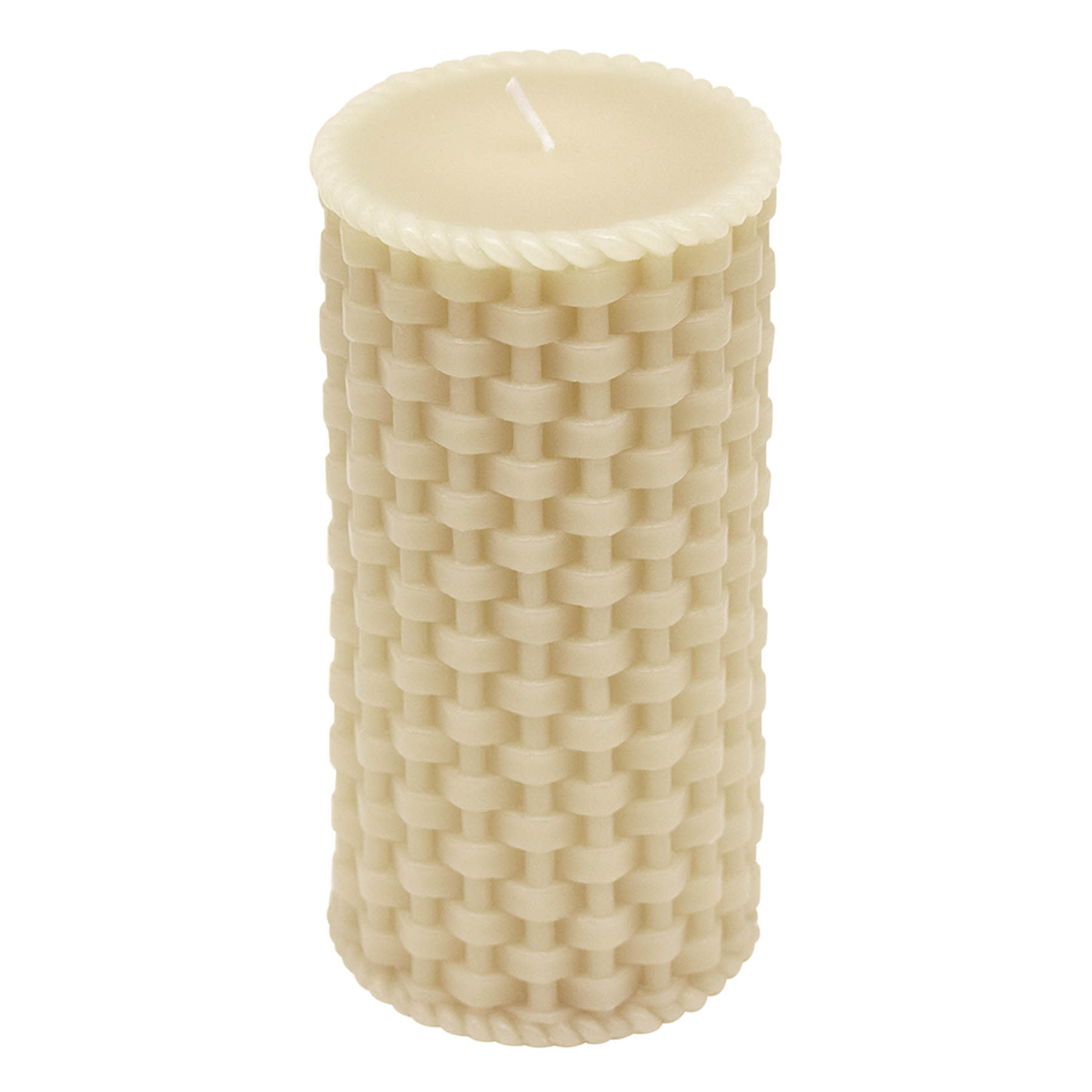 Beige Weave Pillar Candle, 3x6