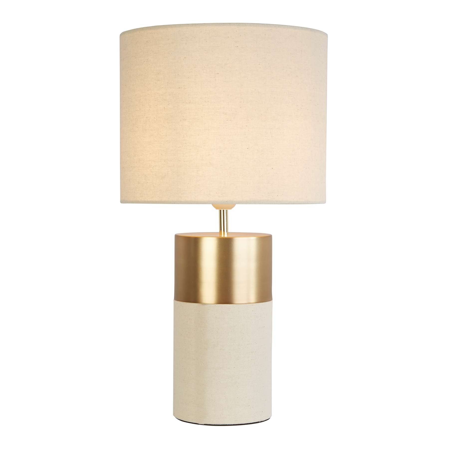 Crosby St. Cream & Gold Linen Small Table Lamp with Shade, 20"