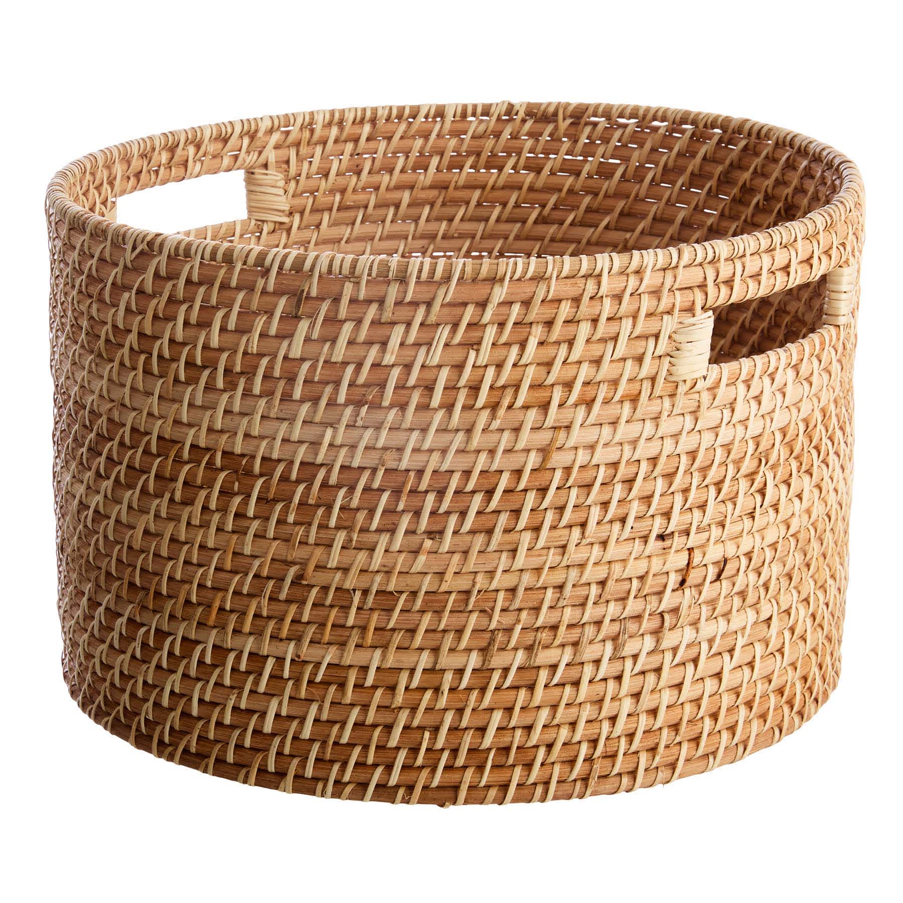 Real Simple Round Rattan Storage Basket, Medium