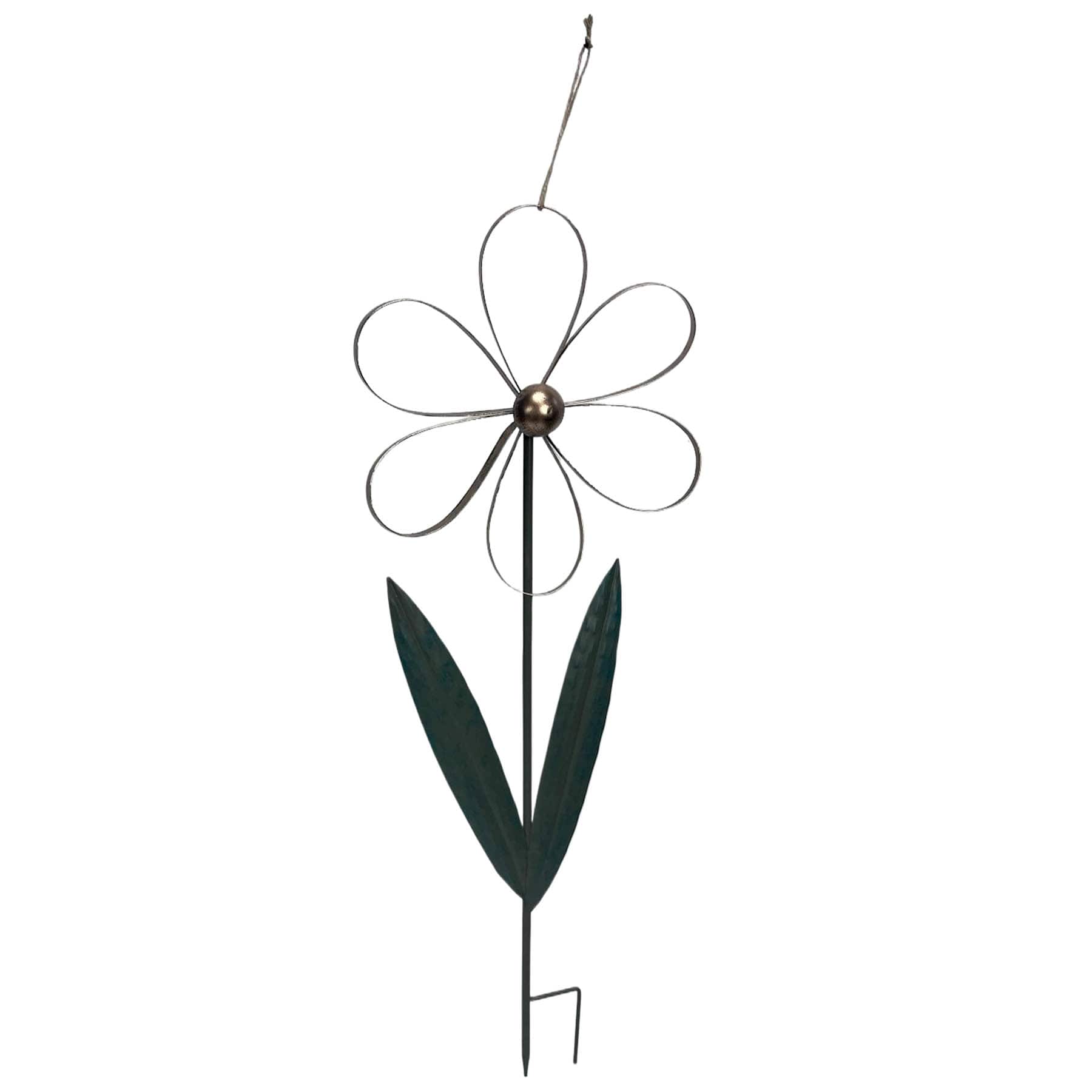 Honeybloom Bronze Floral Yard Stake, 2.4"