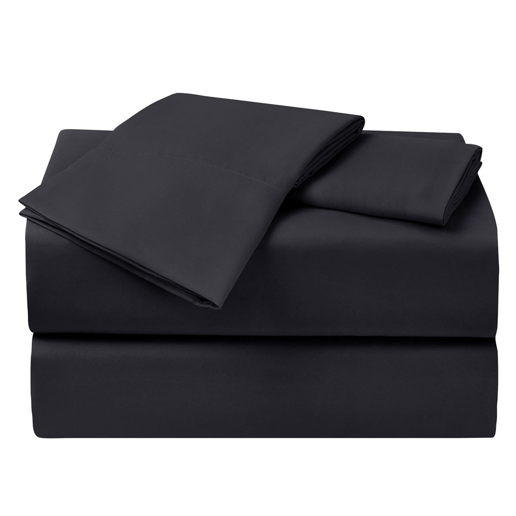 4-Piece Black Cooling Microfiber Sheet Set, King