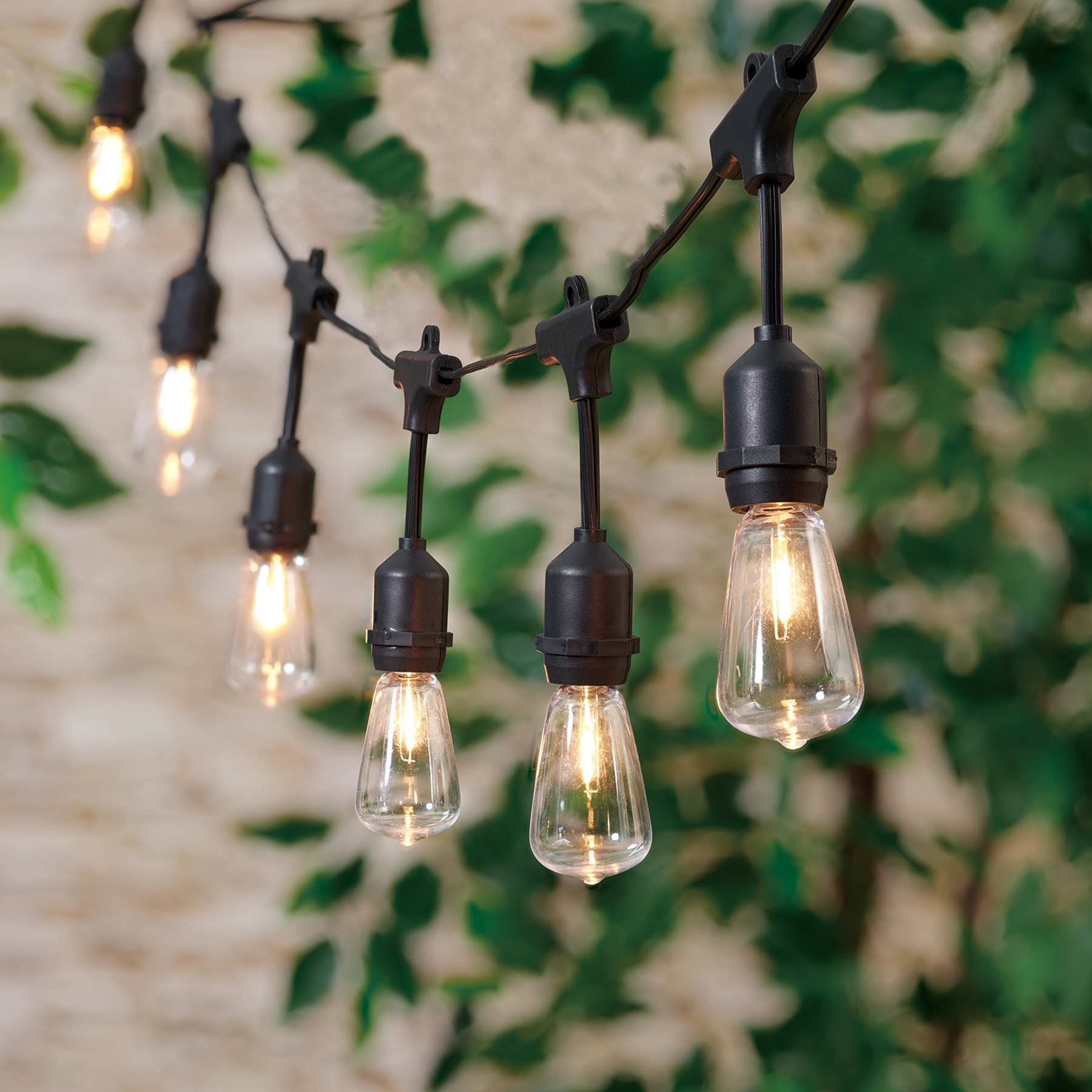 15-Count LED Filament Bulb Edison String Lights with Black Commercial Wire