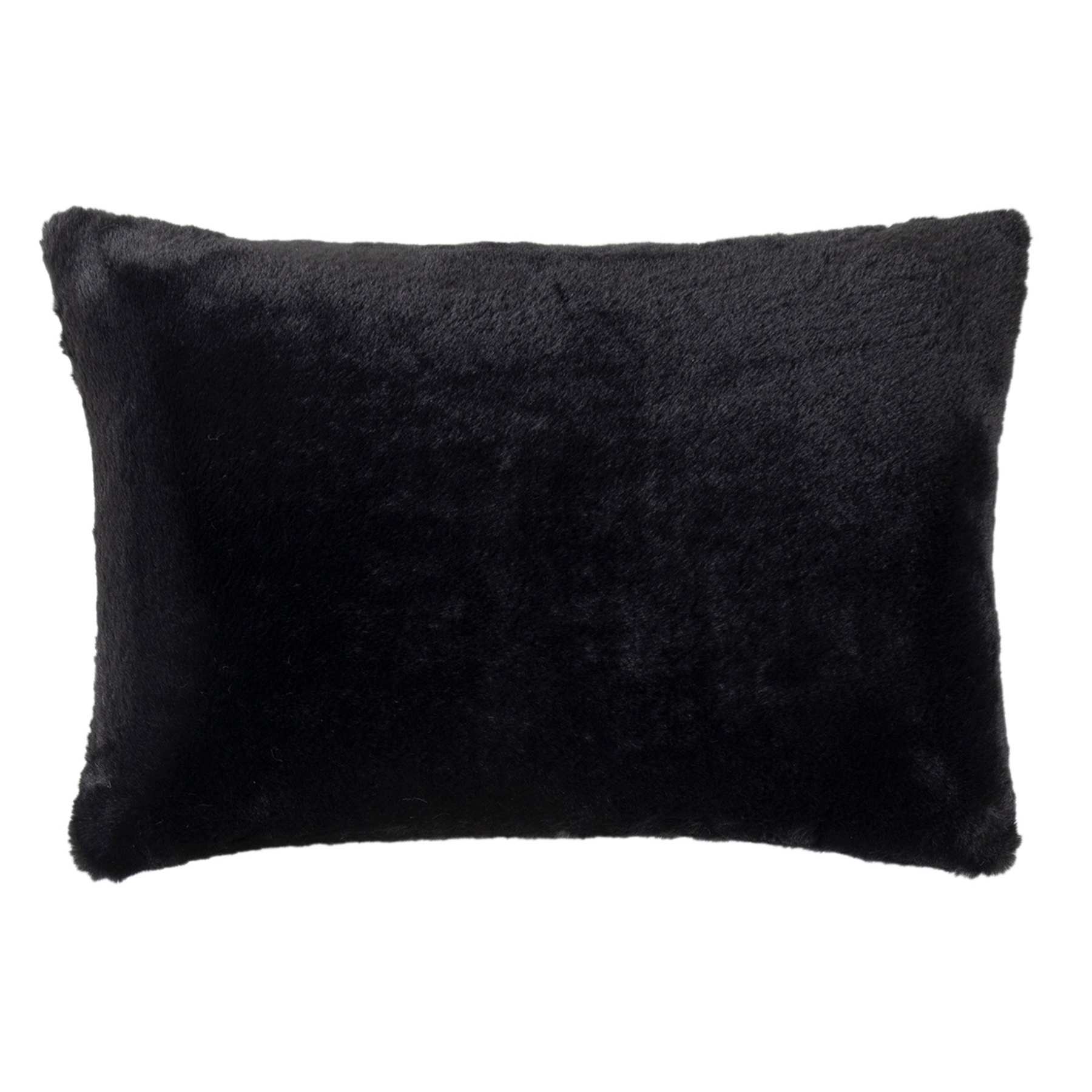 Bristol Black Faux Fur Throw Pillow, 14x20