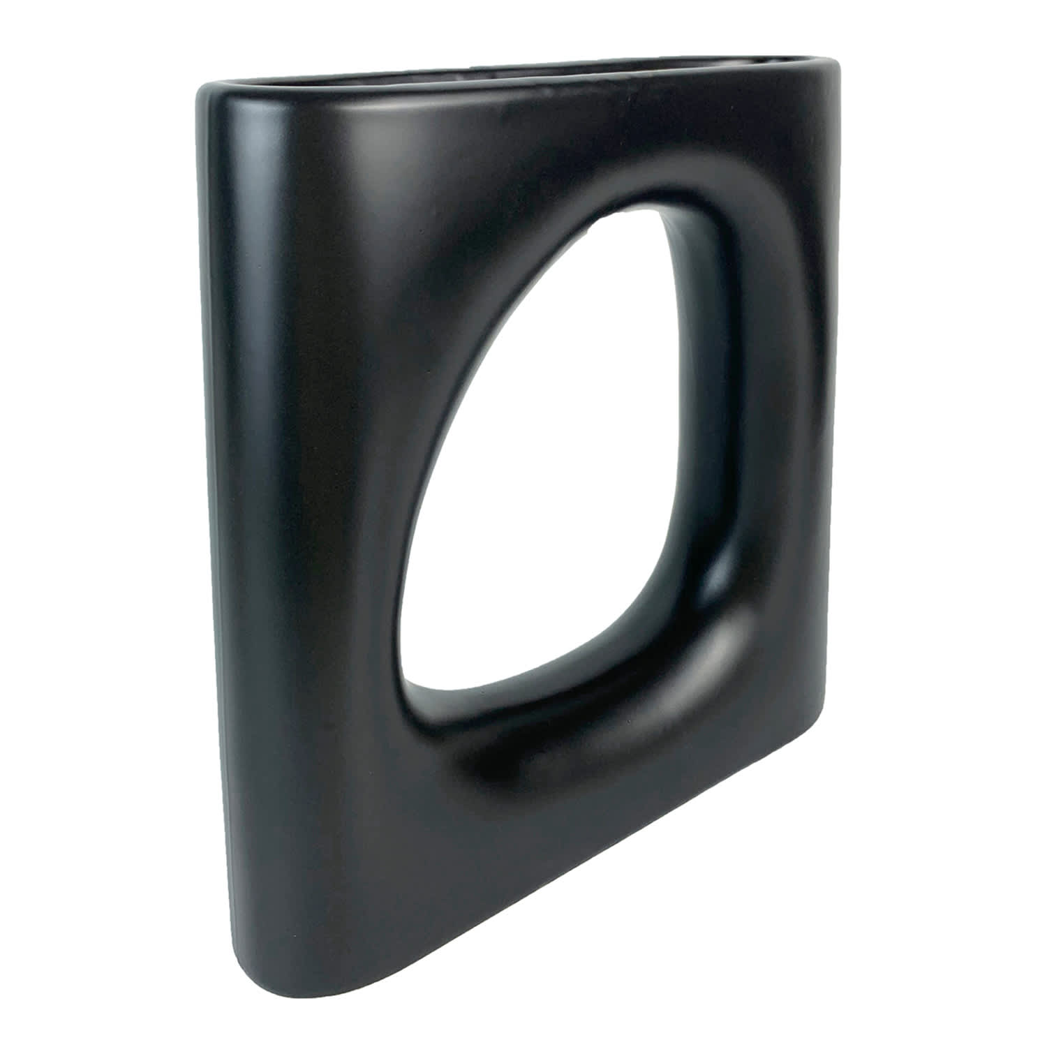 Crosby St. Black Open Ceramic Vase, 10"