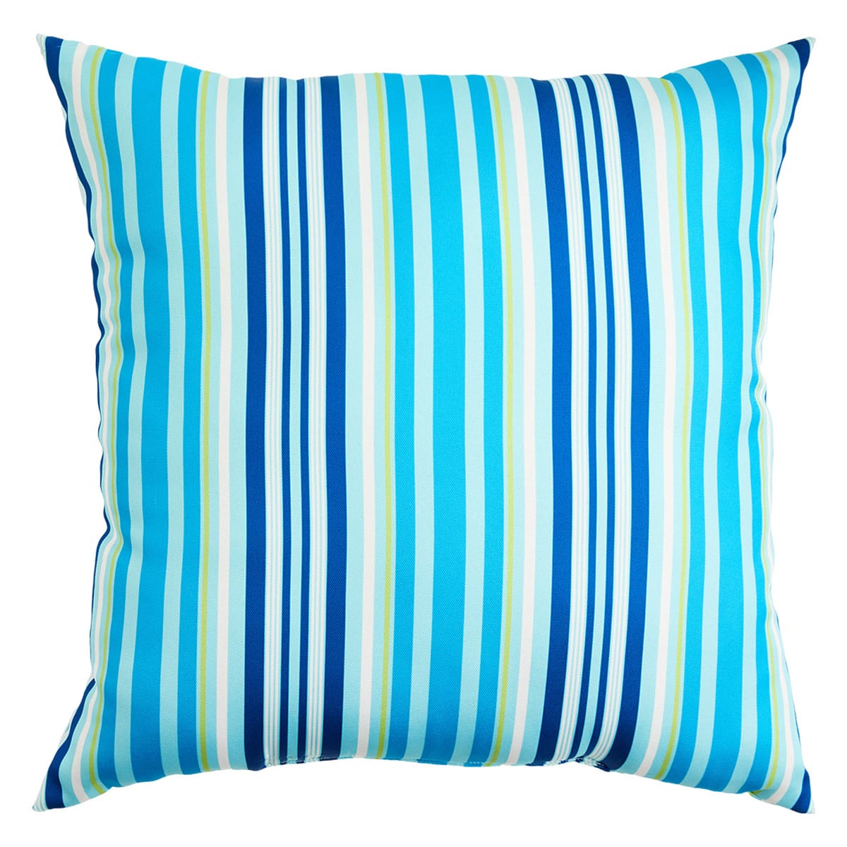Blue Multicolor Striped Square Outdoor Throw Pillow, 18"