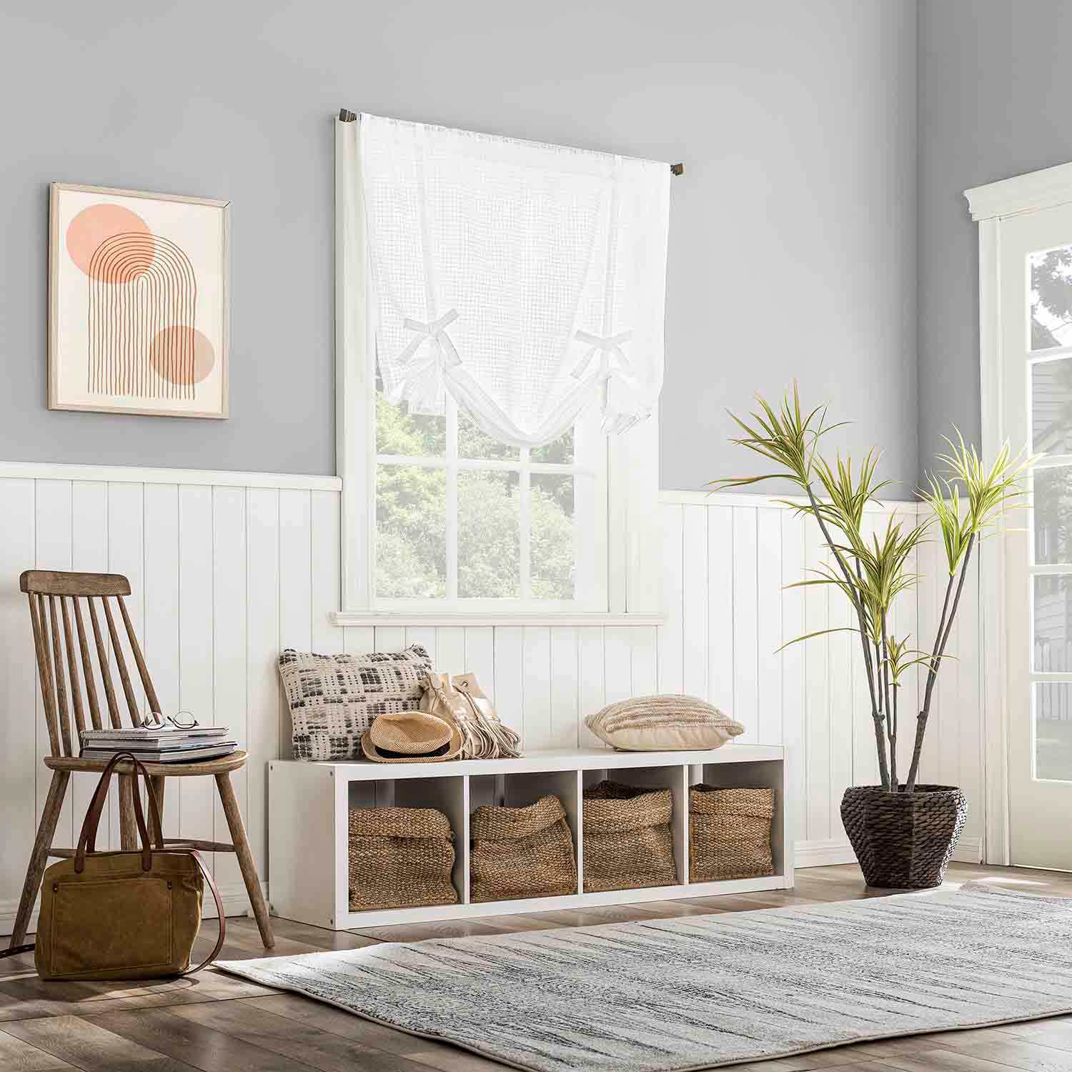 Wilton White Small Curtain Panel, 63"