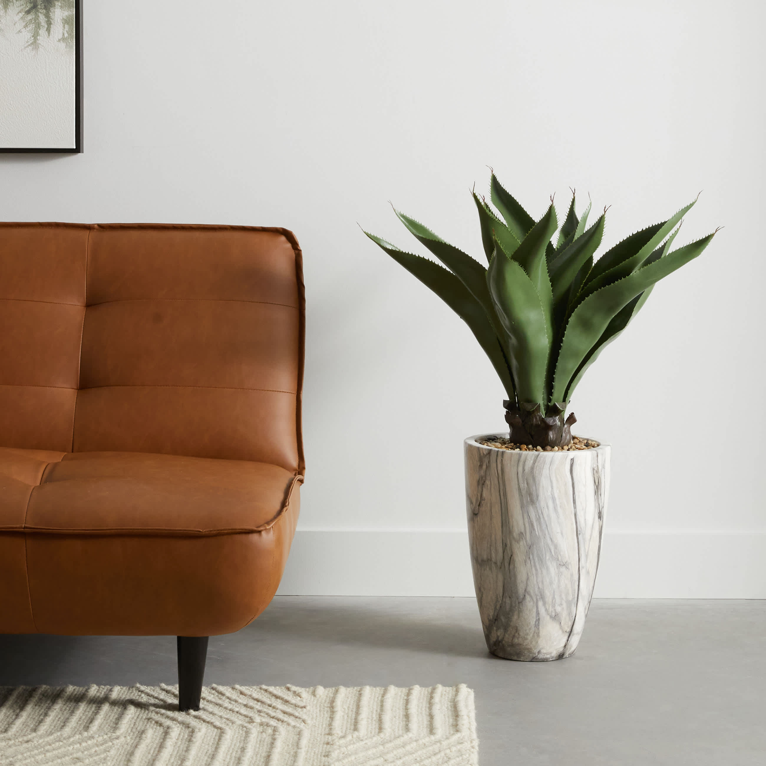 Agave with Marbled Planter, 36"