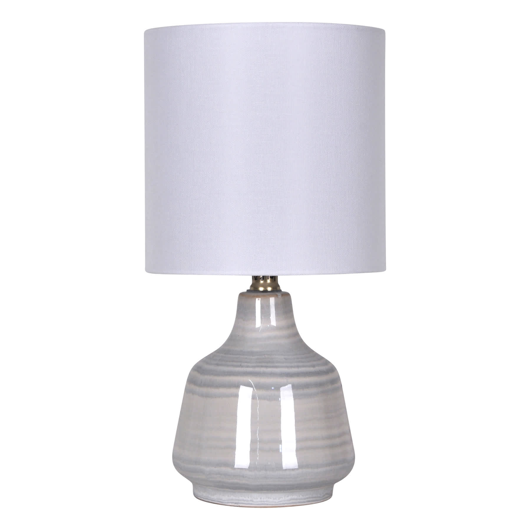 Honeybloom Blue Tonal Striped Ceramic Small Table Lamp with Shade, 15.5"