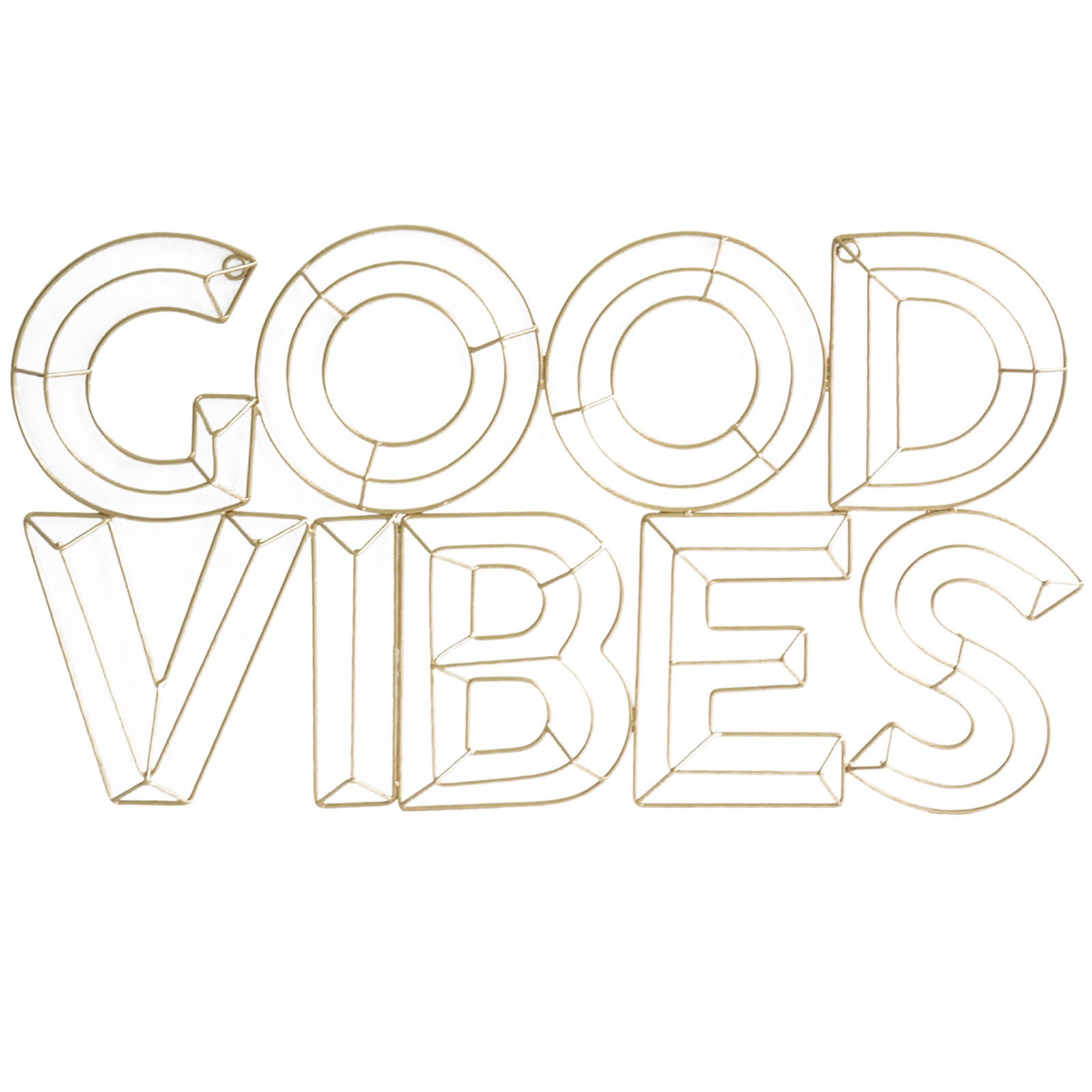 Good Vibes Gold Metal Cutout Wall Sign, 14x25