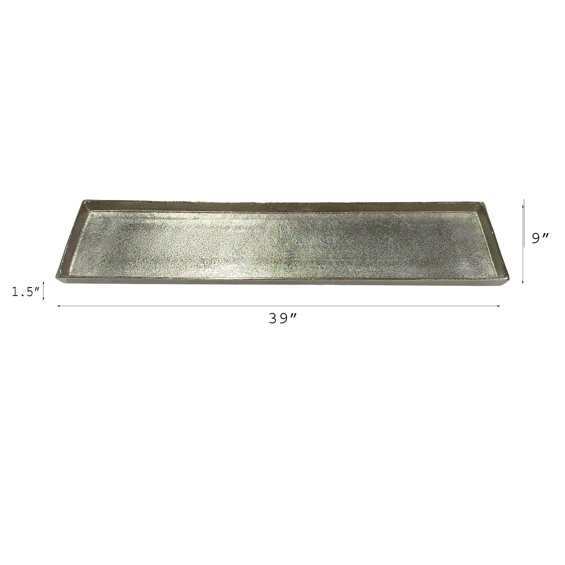 Silver Cast Aluminum Rectangular Tray, 39x9
