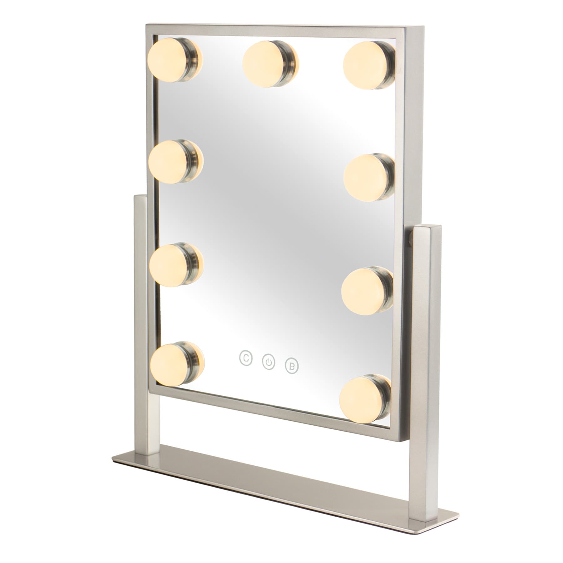 Nickel LED Standing Table Mirror, 9"