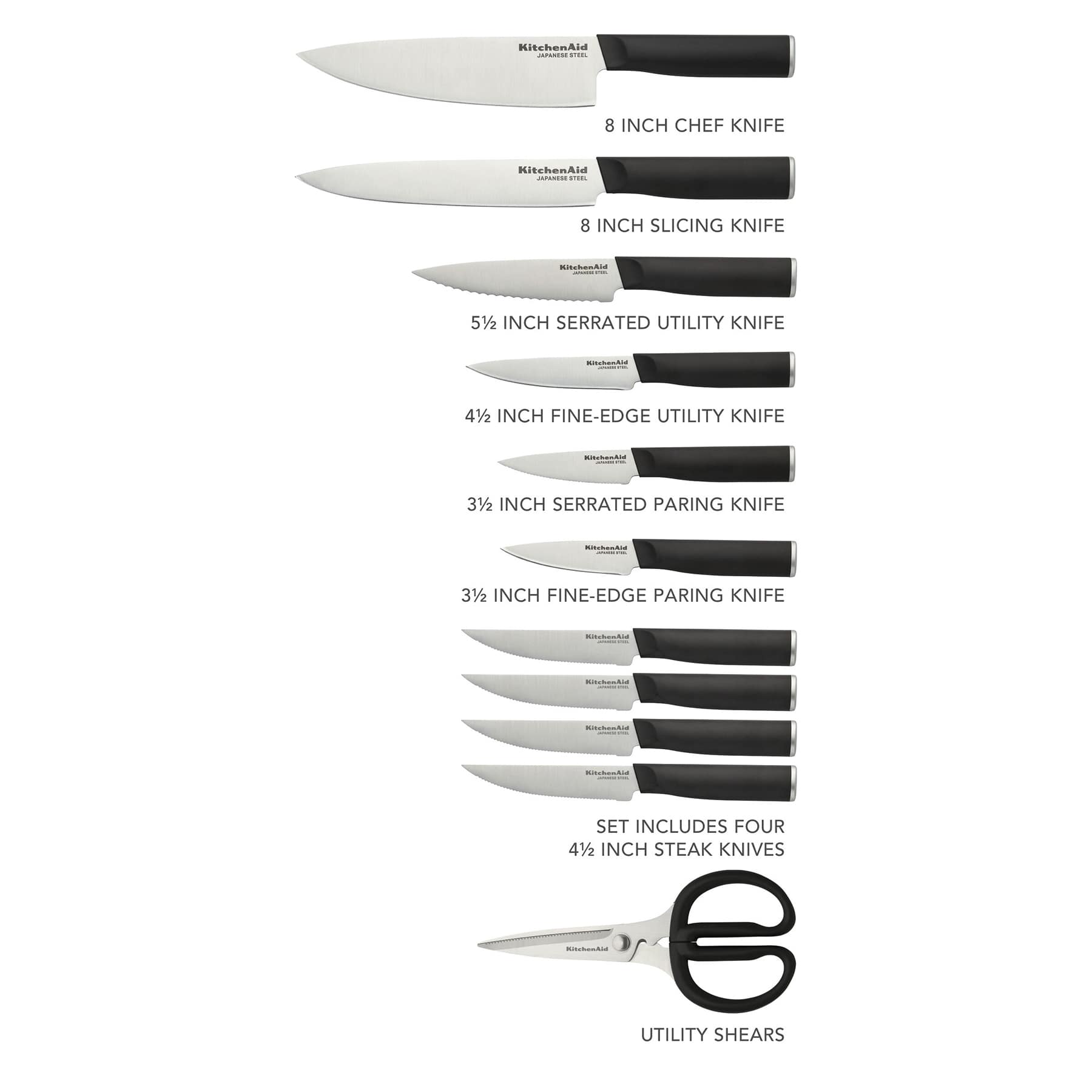 Kitchenaid 12-Piece Classic Stamped Knife Block Set