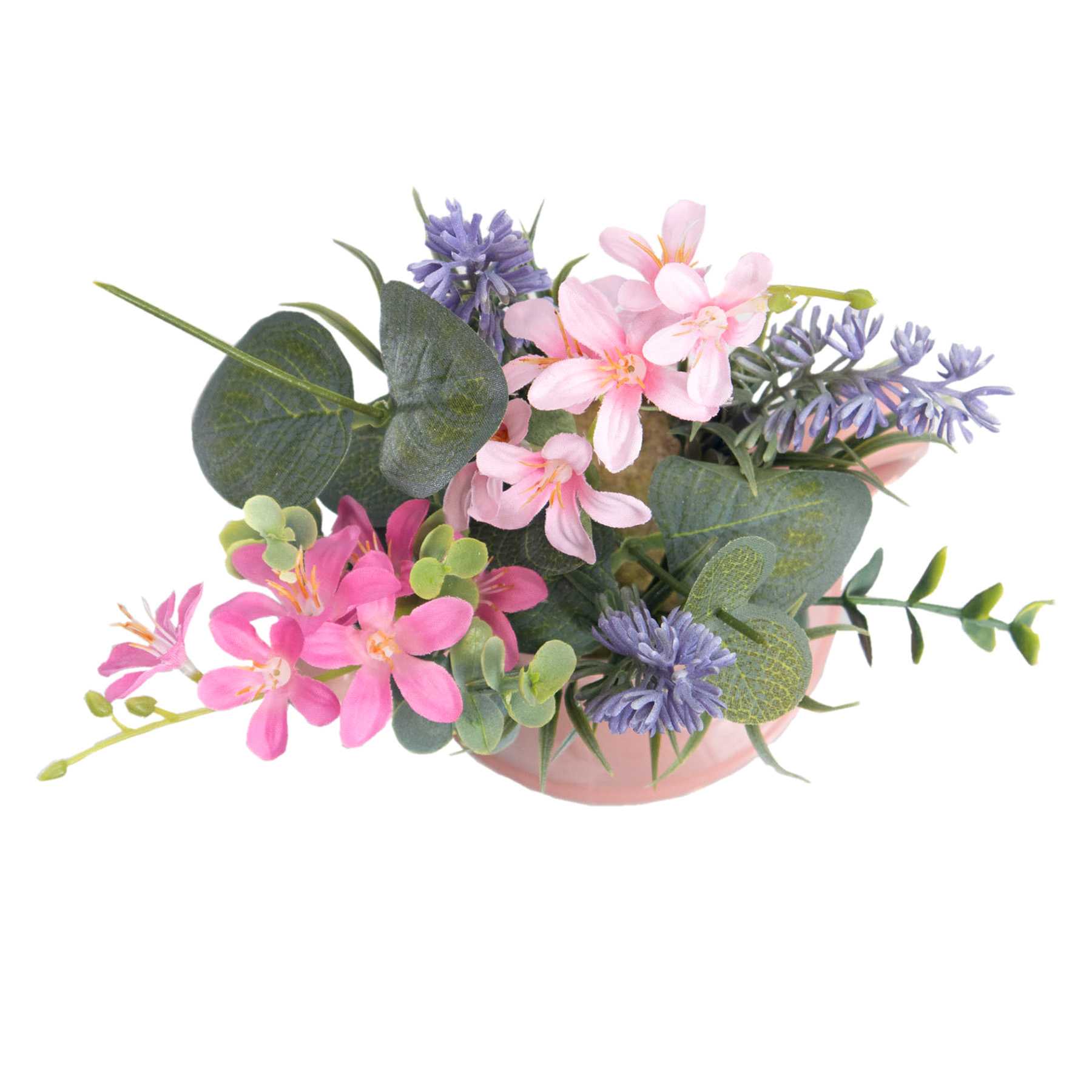 Star Flower & Lavender Arrangement in Pink Ceramic Pot, 7"