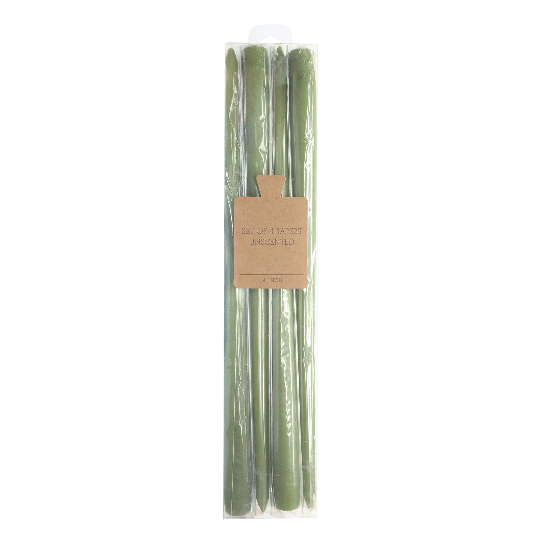 Honeybloom 4-Pack Green Unscented Taper Candles, 14"