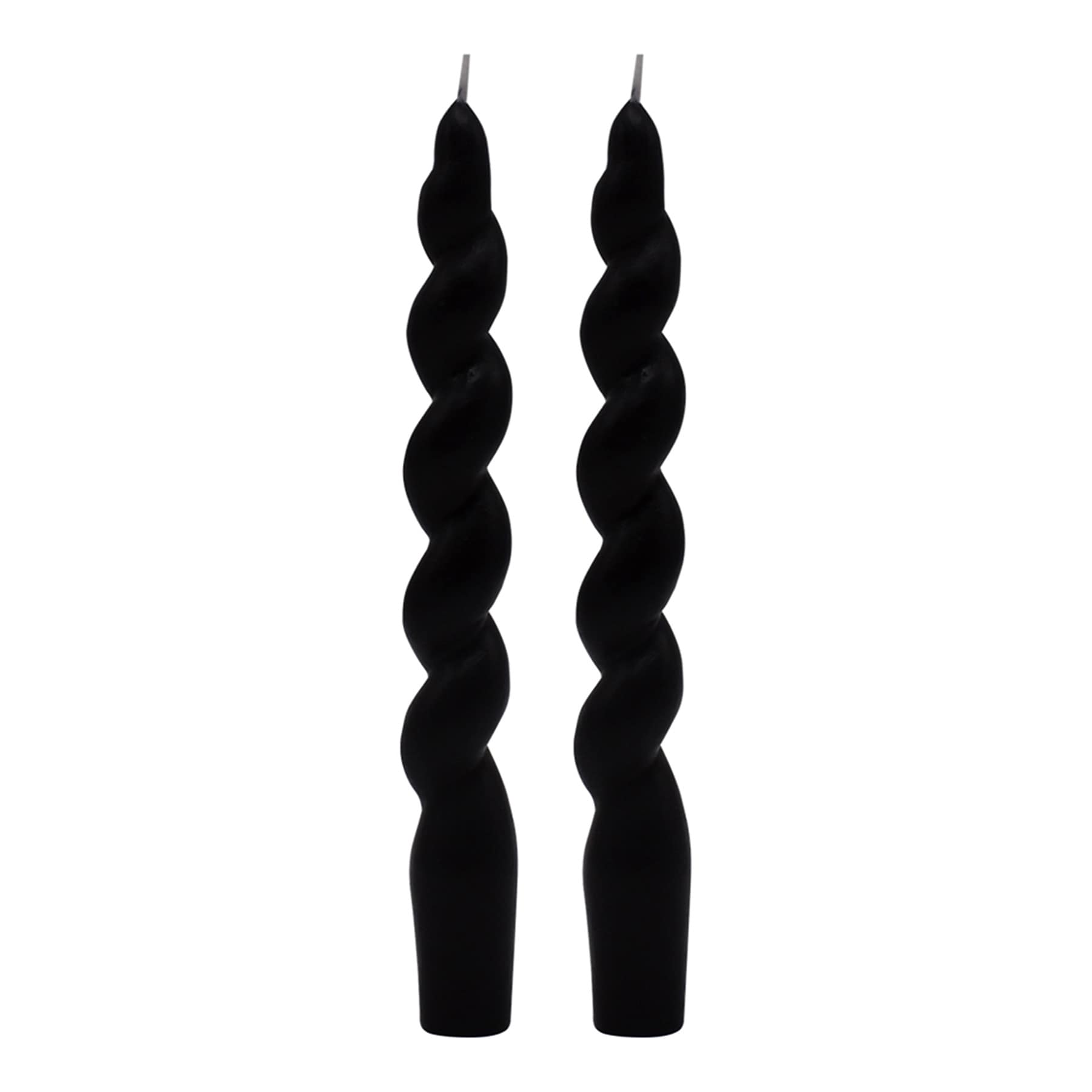 2-Pack Black Twisted Taper Candles, 8"
