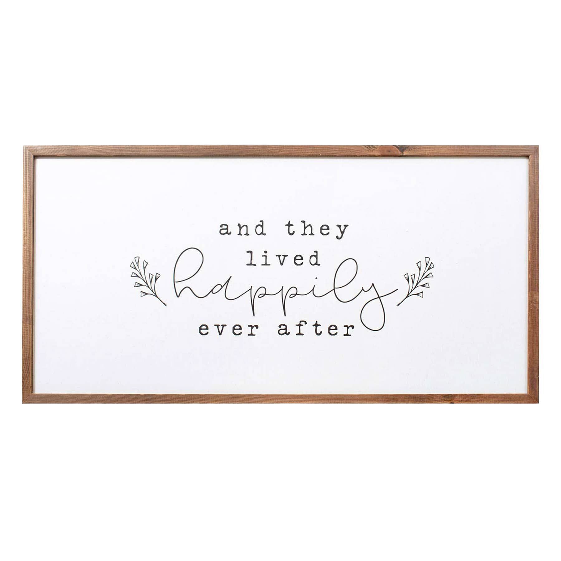 Honeybloom Framed Happy Ever After Canvas Wall Sign, 32x16