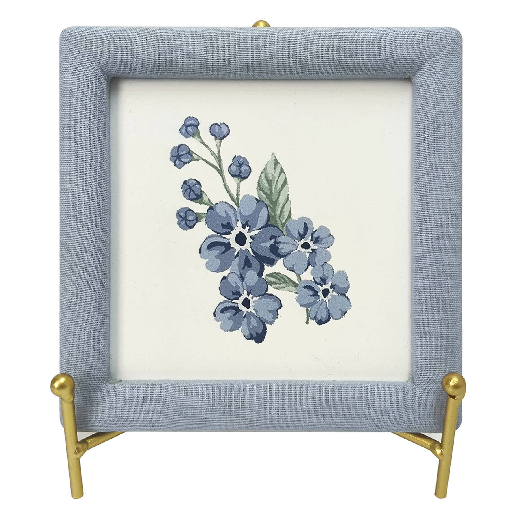 Providence Blue Framed Flower Art on Stand, 6"
