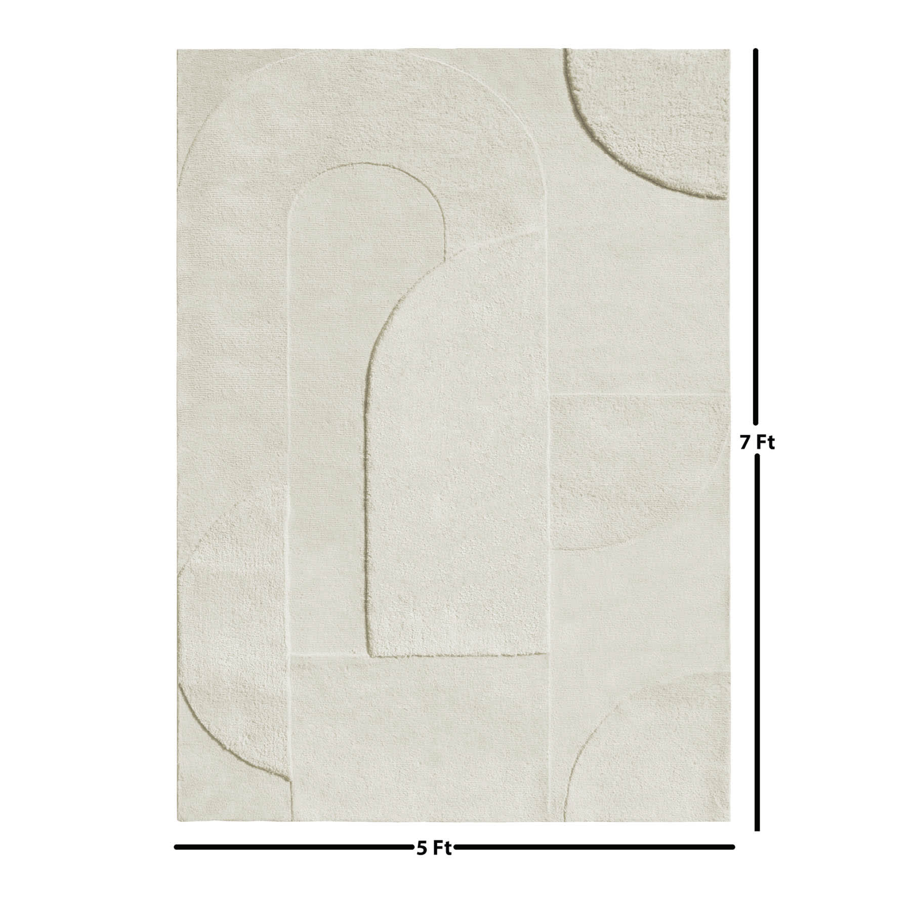 (B884) Crosby St. Ivory High-Low Area Rug, 5x7