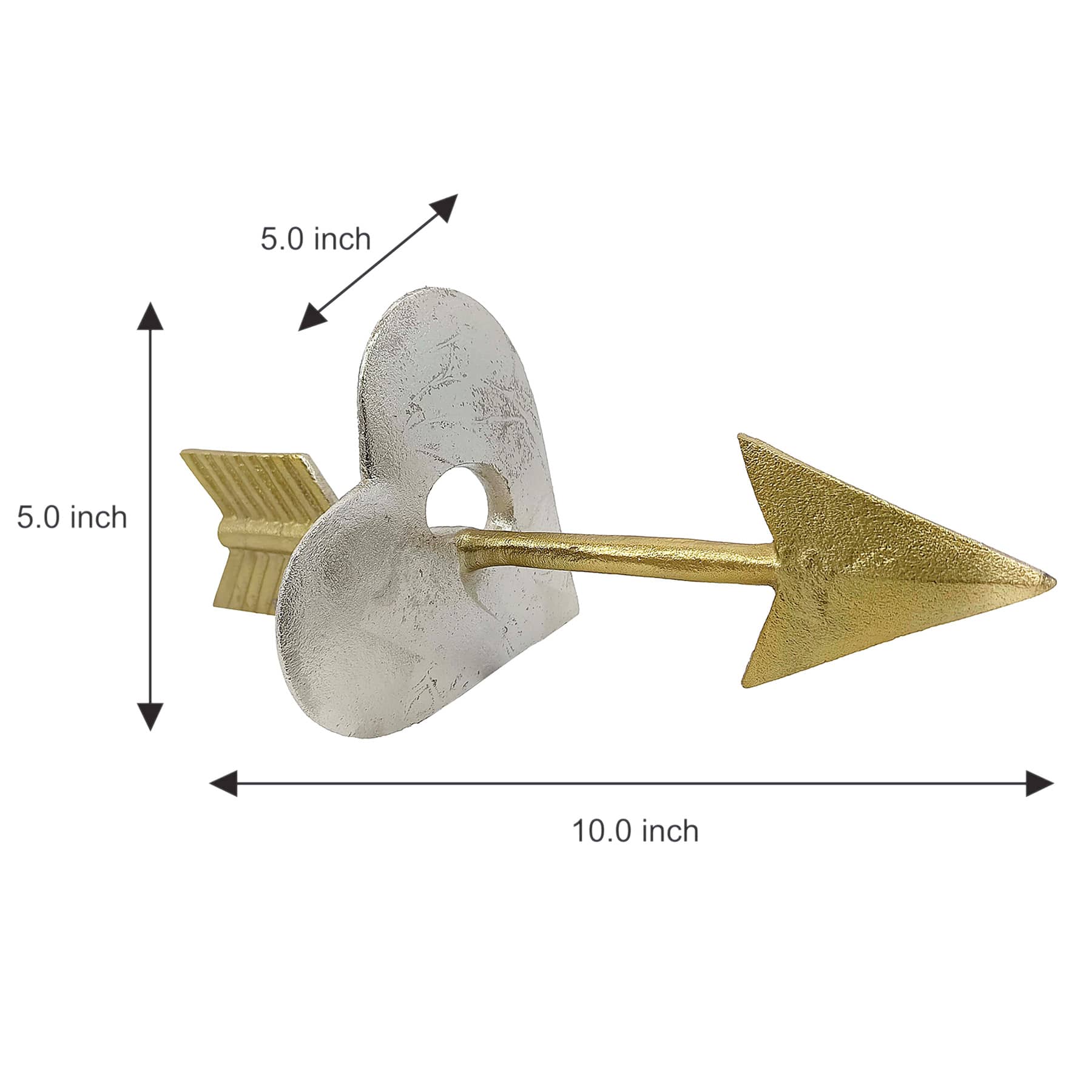 Decorative Silver Heart with Gold Arrow