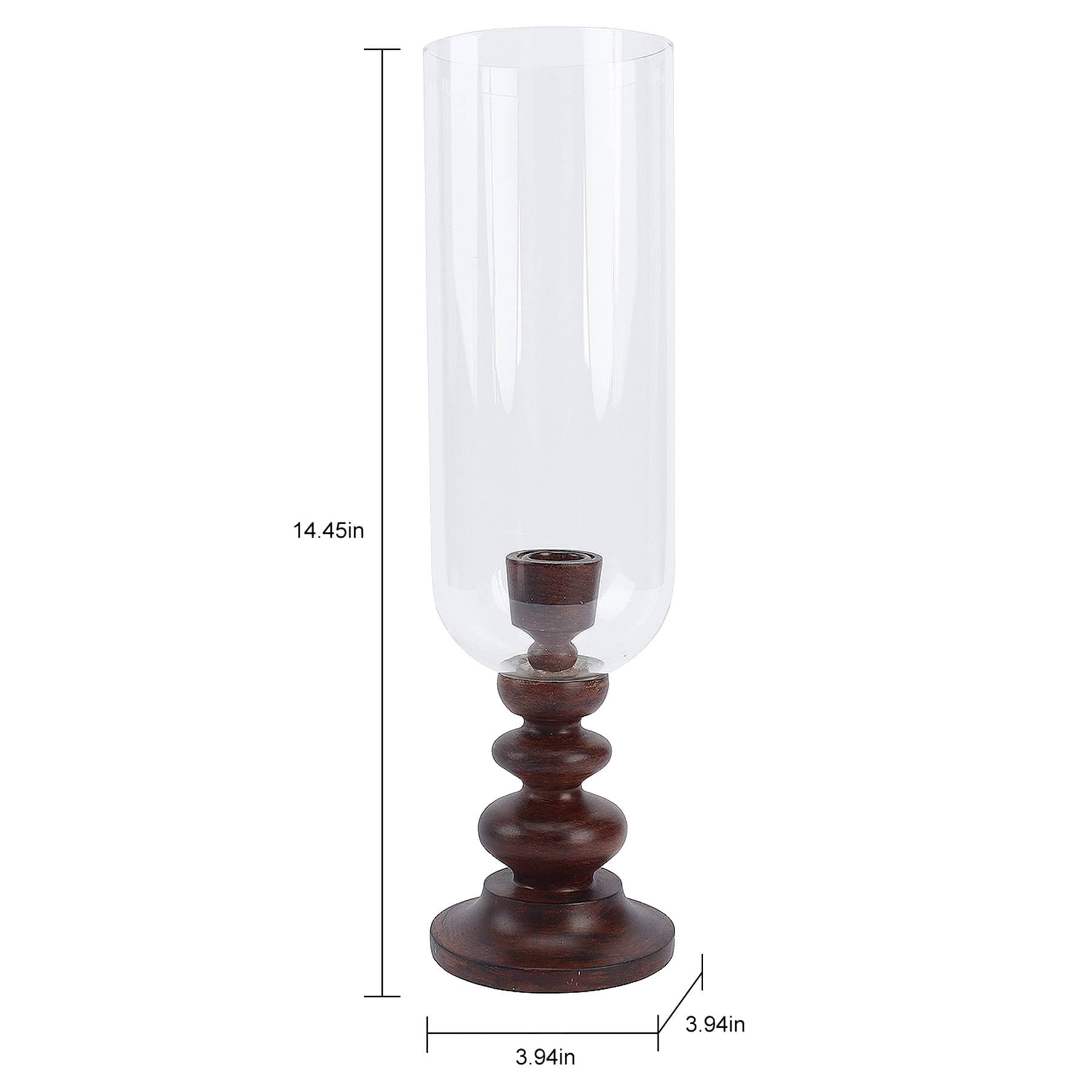 Brown Resin & Glass Taper Candle Holder, 14.5"