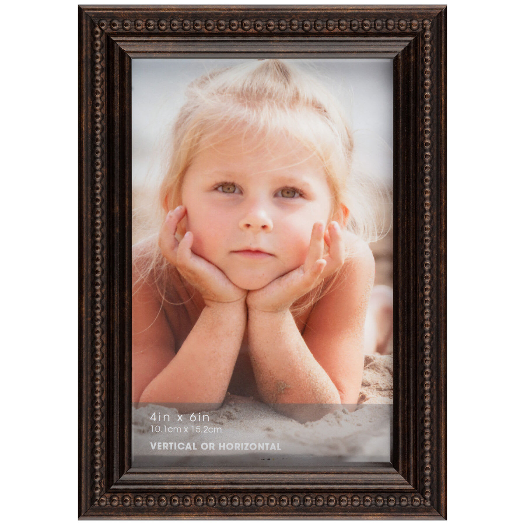 Thin Bronze Beaded Tabletop Picture Frame, 4x6
